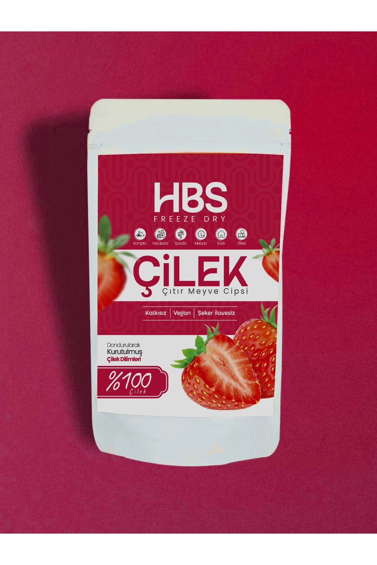 HBS FREEZE DRY Freeze Dry Çilek 20 Gr. Dondurularak Kurutulmuş