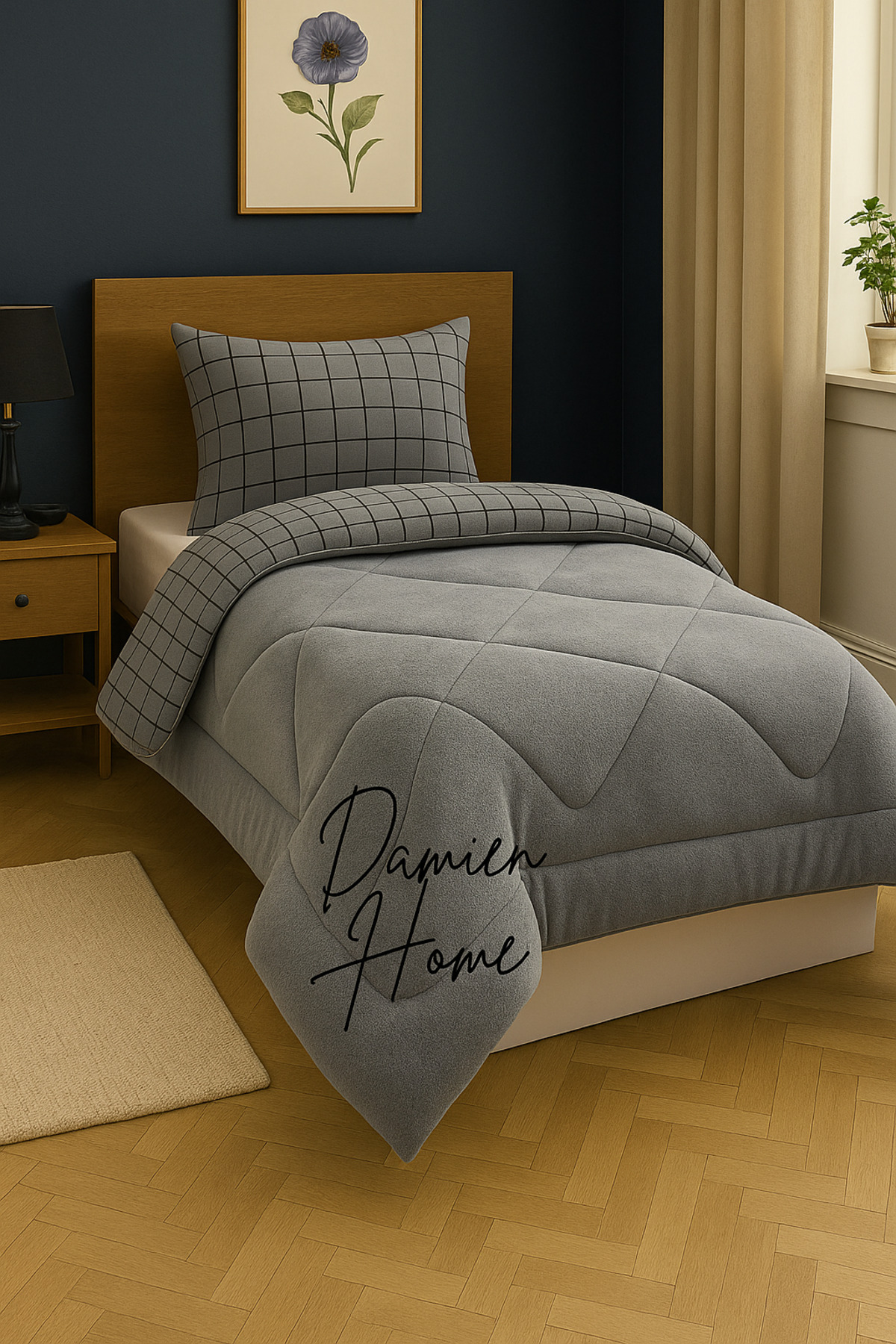 Eyüpoğlu Goldrise Tek Kişilik 63 Tel Lüx Çift Taraflı Welsoft Kahve Pamuk Silikon Yorgan 155x215