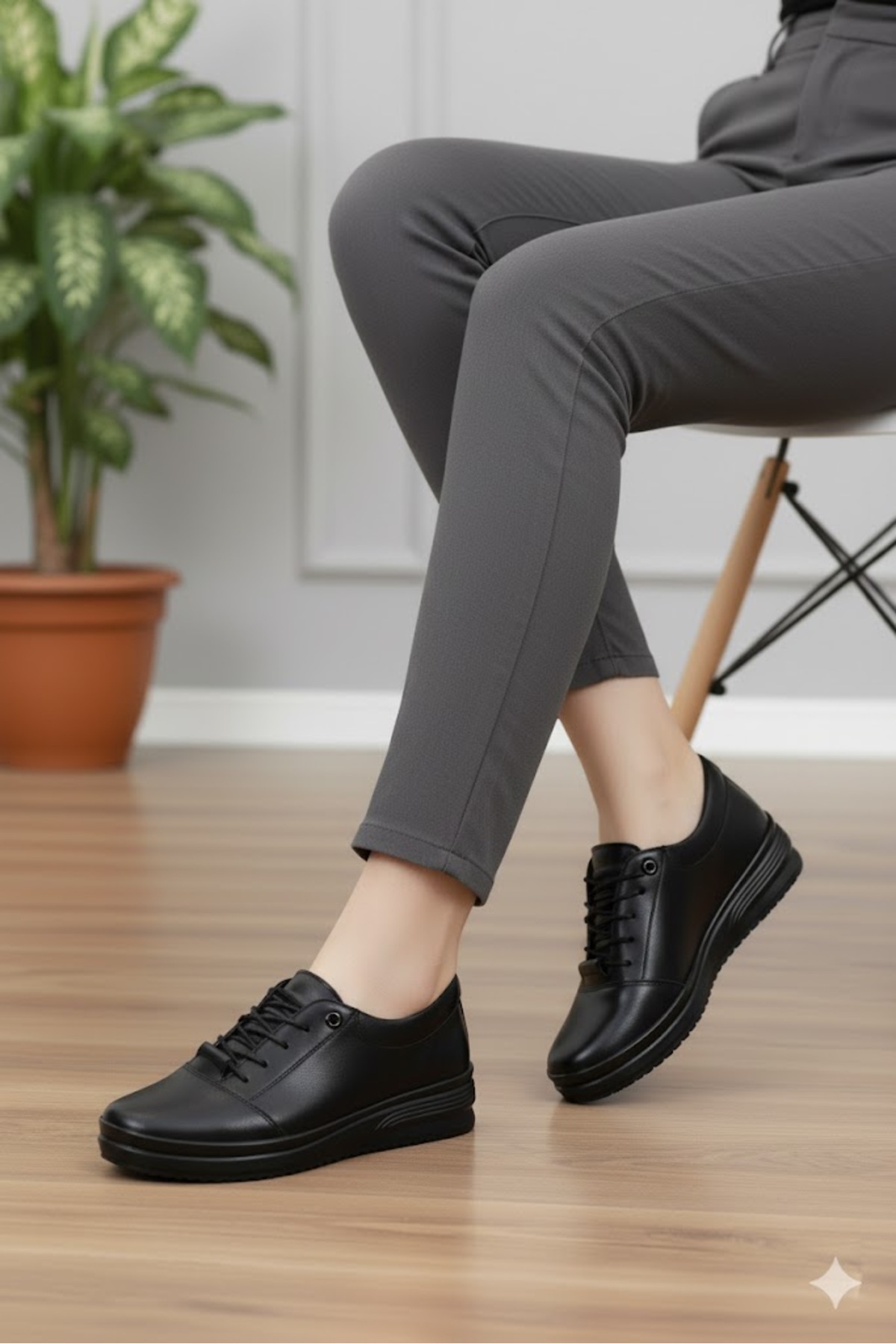 fort  Safir 1212 Siyah Ortopedik Anne Ayakkabısı Klasik Ayakkabı Kadın Günlük Ayakkabı - Görsel 7