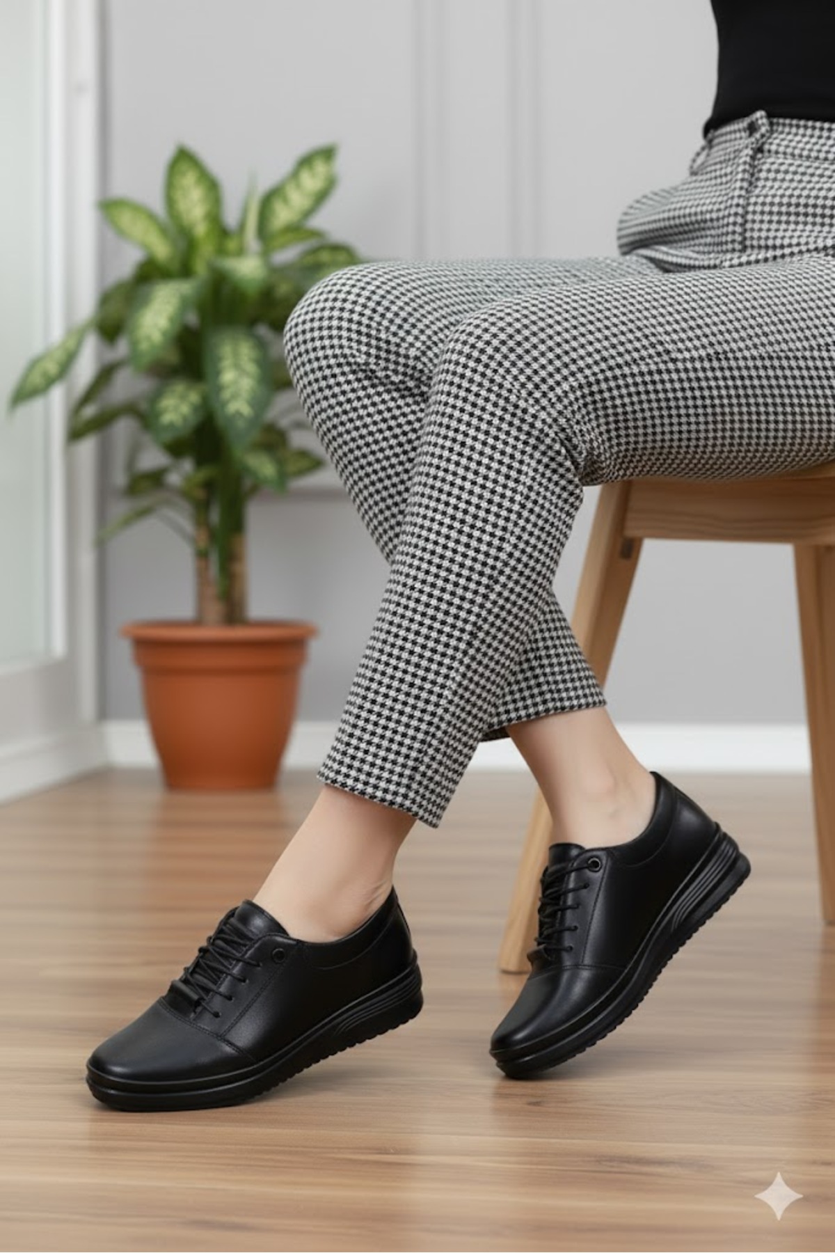 fort  Safir 1212 Siyah Ortopedik Anne Ayakkabısı Klasik Ayakkabı Kadın Günlük Ayakkabı - Görsel 5