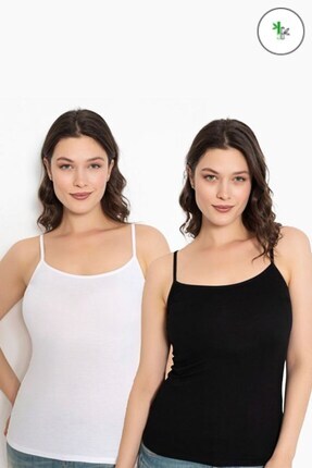 Bross Bambu Kadın Atlet 2li Siyah Beyaz 1425