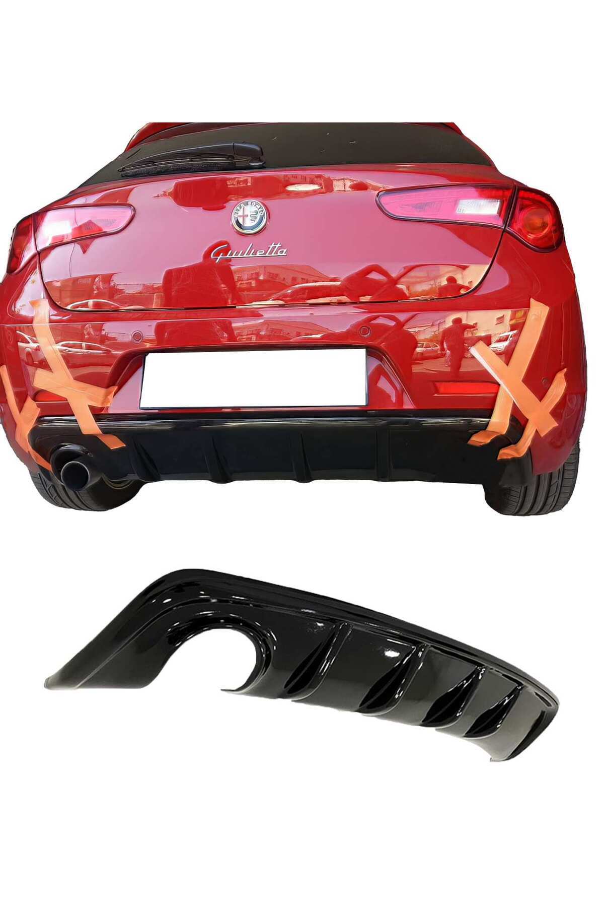 Alfa Romeo Giulietta 2010-2020 Parlak Siyah plastik Soldan Çıkışlı Difüzör