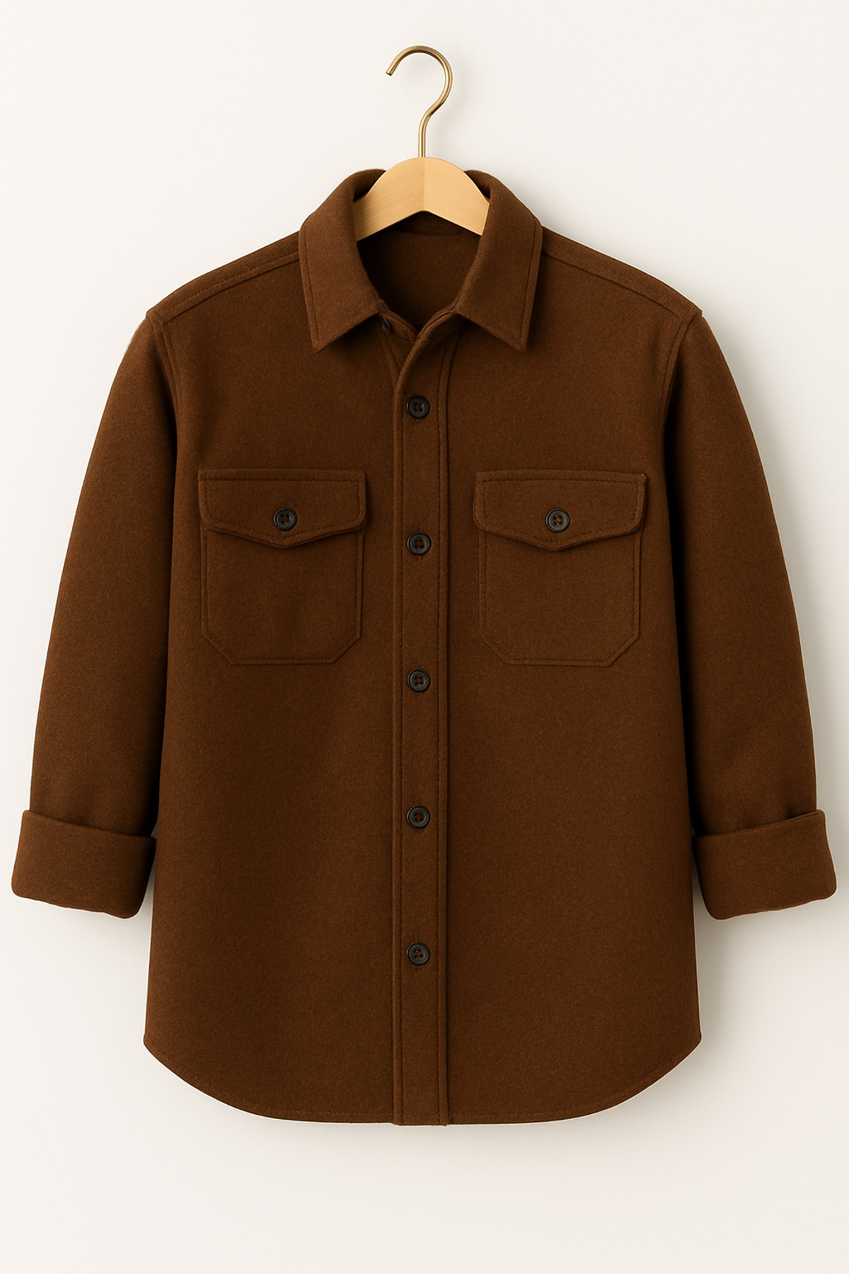 mavisima erkek giyimi  Erkek Kahverengi Kaşe Oduncu Tarzı Gömlek Ceket – Rahat Kalıp Yeni Sezon Kışlık Moda Trend - Görsel 2