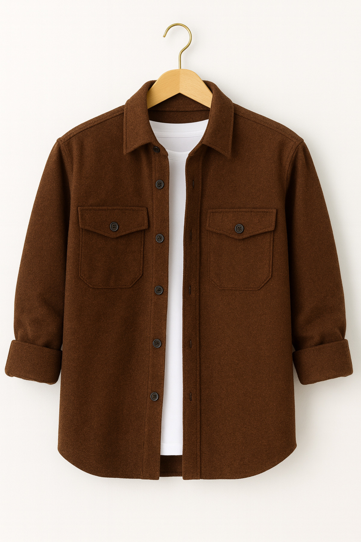 mavisima erkek giyimi Erkek Kahverengi Kaşe Oduncu Tarzı Gömlek Ceket – Rahat Kalıp Yeni Sezon Kışlık Moda Trend