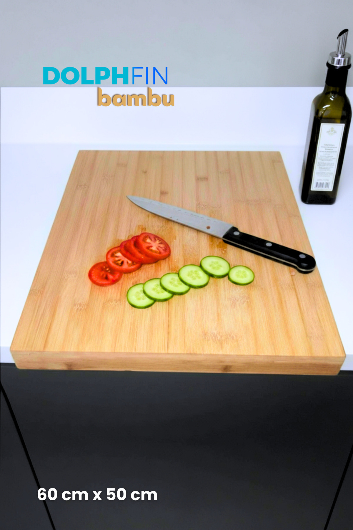 DolphFin Jumbo Büyük Boy Kesme Tahtası Bambu Kesim Panosu XXL Hamur Açmak İçin Uygun