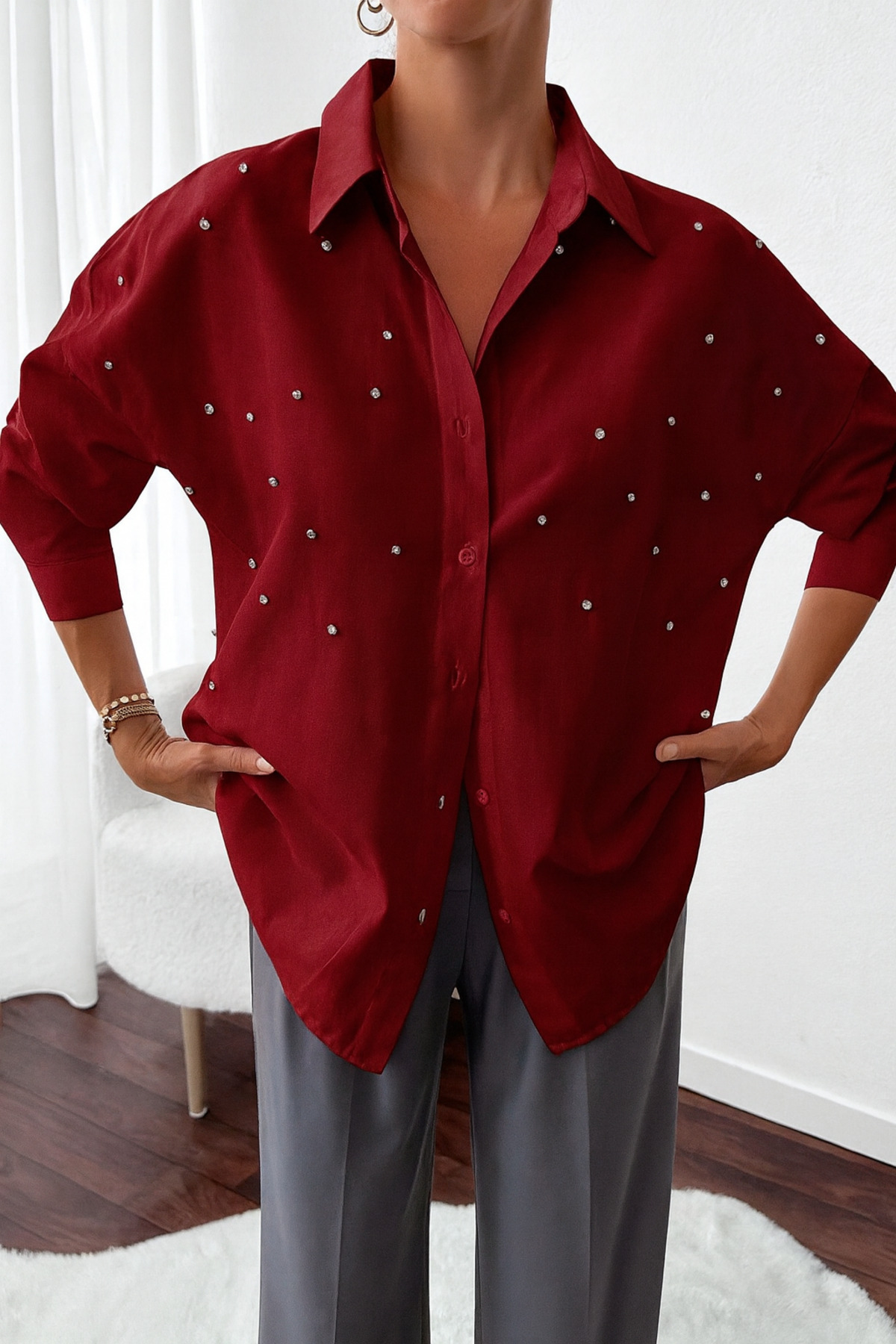 Basko fashion Πουκάμισο salash με πέτρα