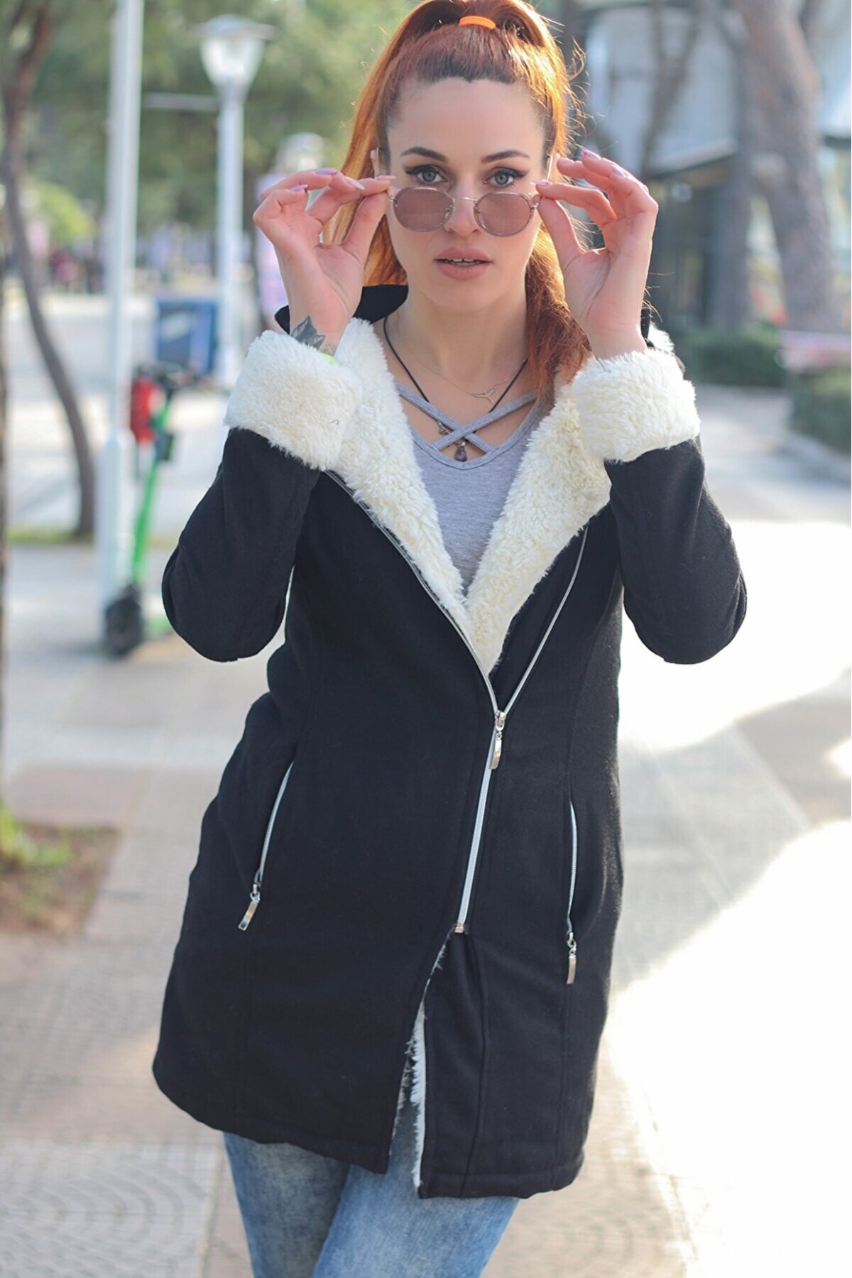 Toridas  Kışlık Günlük Kaşe Kadın Kaban - Görsel 5