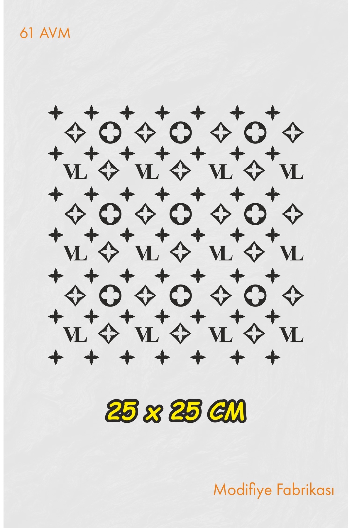 61 AVM VL Desen Sticker 25x25 Cm - Araç -Motor - Laptop - Kask Etiket - Siyah