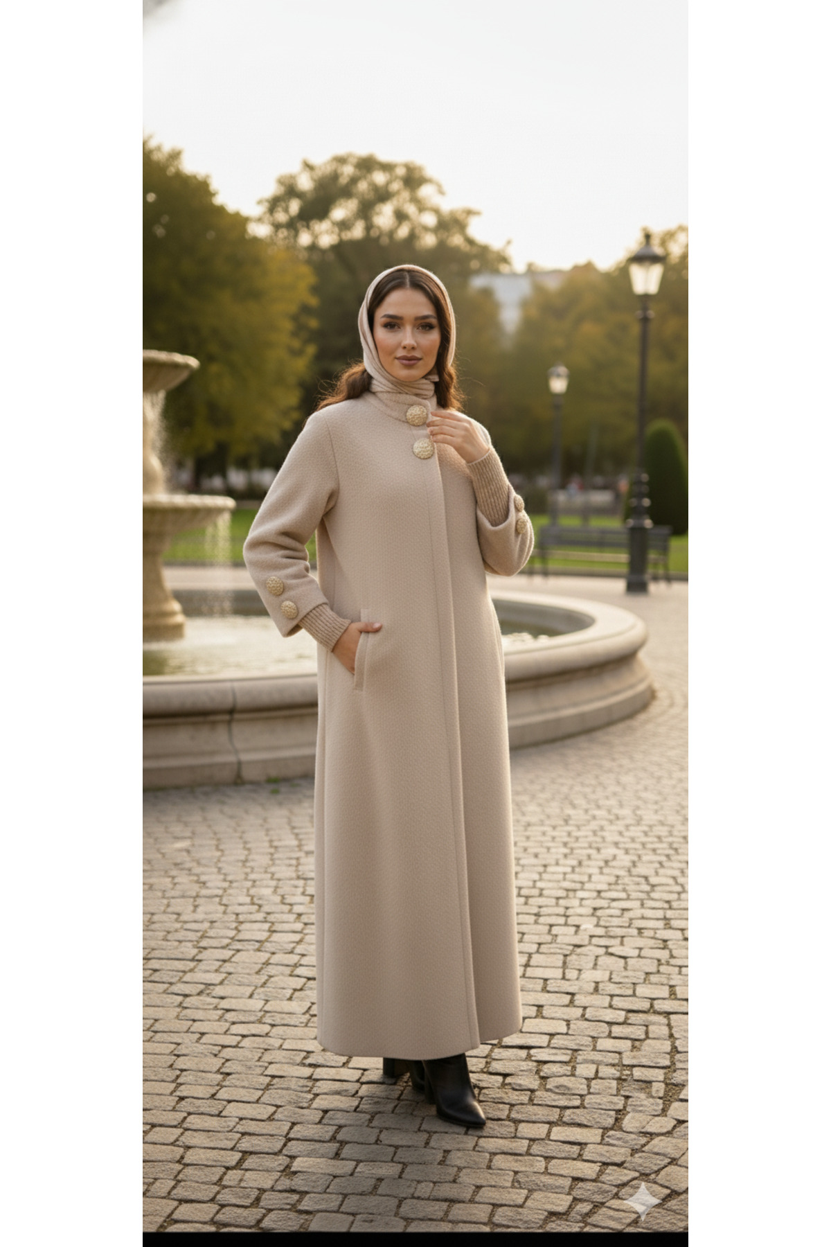 Hakko  Tay Tüyü Manto Palto - Görsel 4