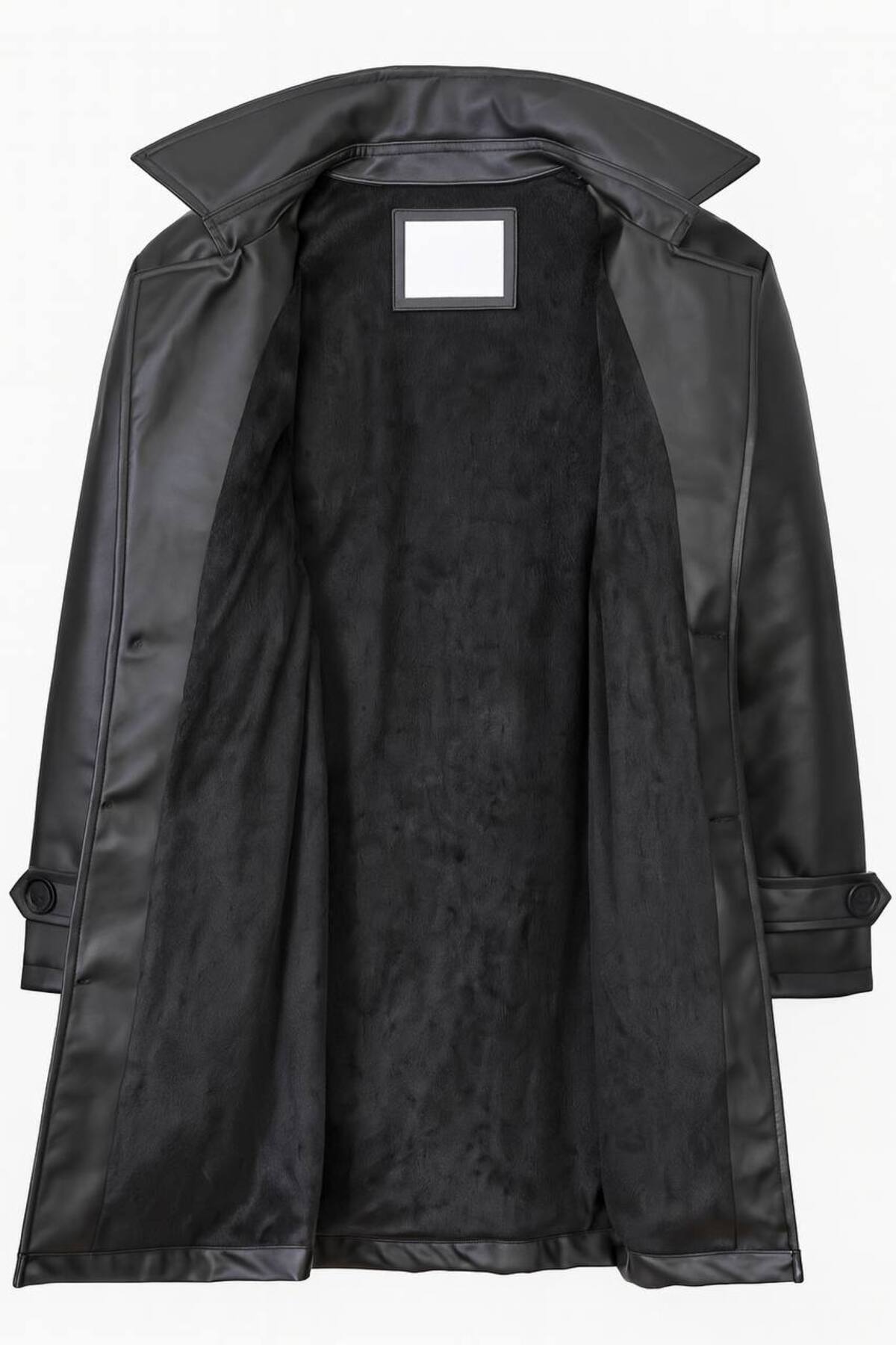 BASEL.CO Premium İçi Kürklü Slim Fit Kuşaklı Deri Trençkot -Şık ve Sıcak Tasarım görsel 3