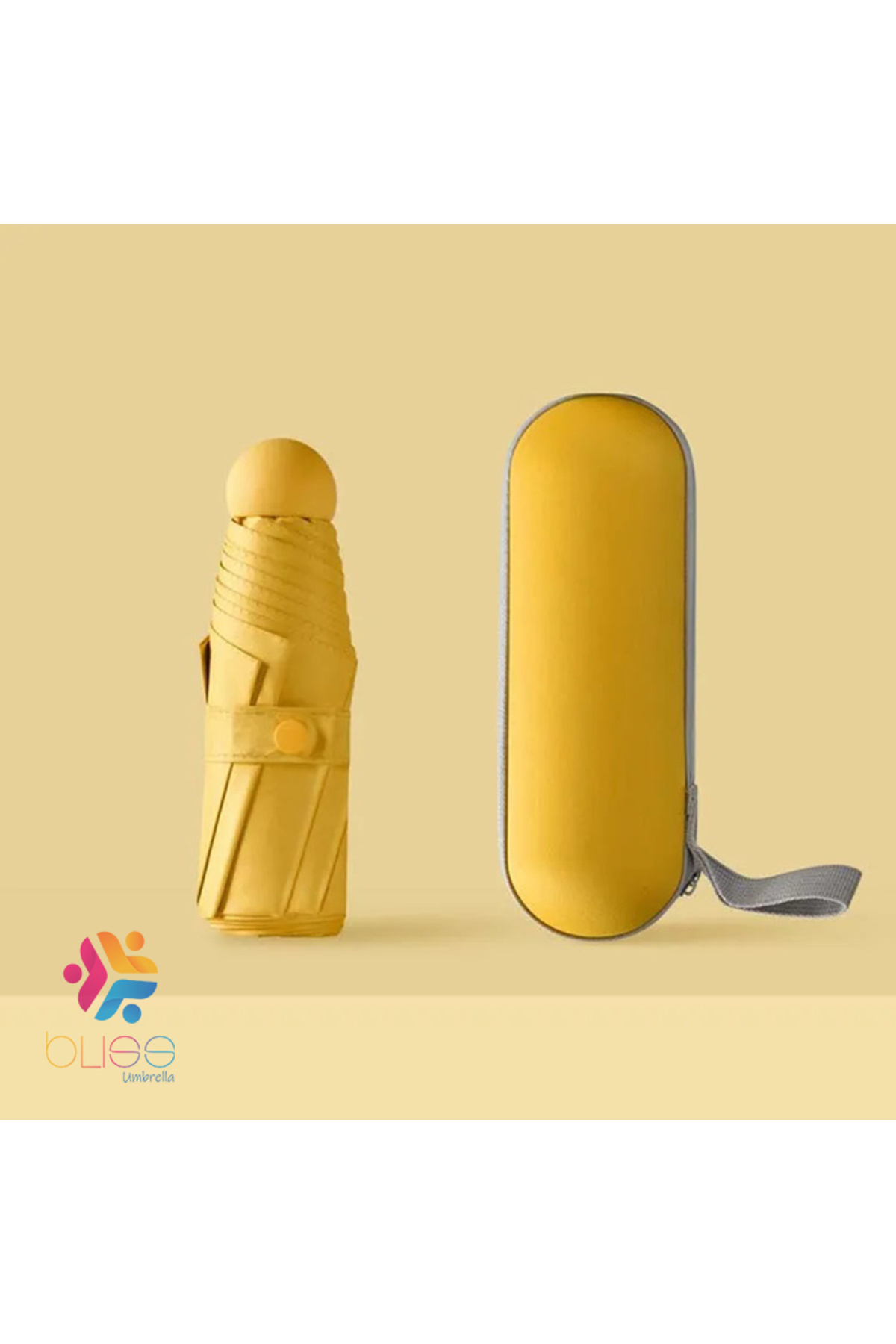 blisspremium Özel Kılıflı Sarı Şemsiye (Kapsül Şemsiye)