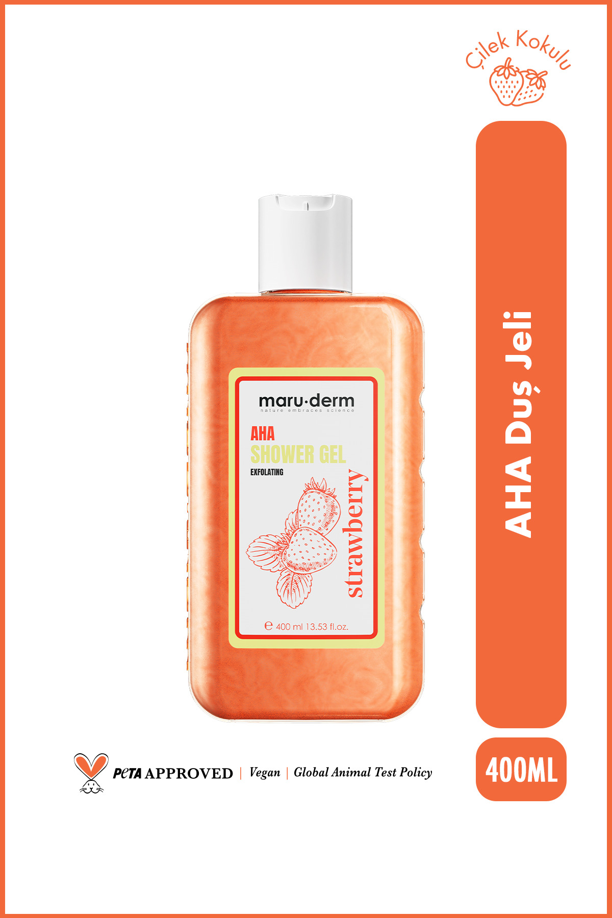 Maru.Derm AHA Duş Jeli 400 ML – Yenileyici & Pürüzsüzleştirici Asitli Vücut Temizleyici | Peeling Etkili