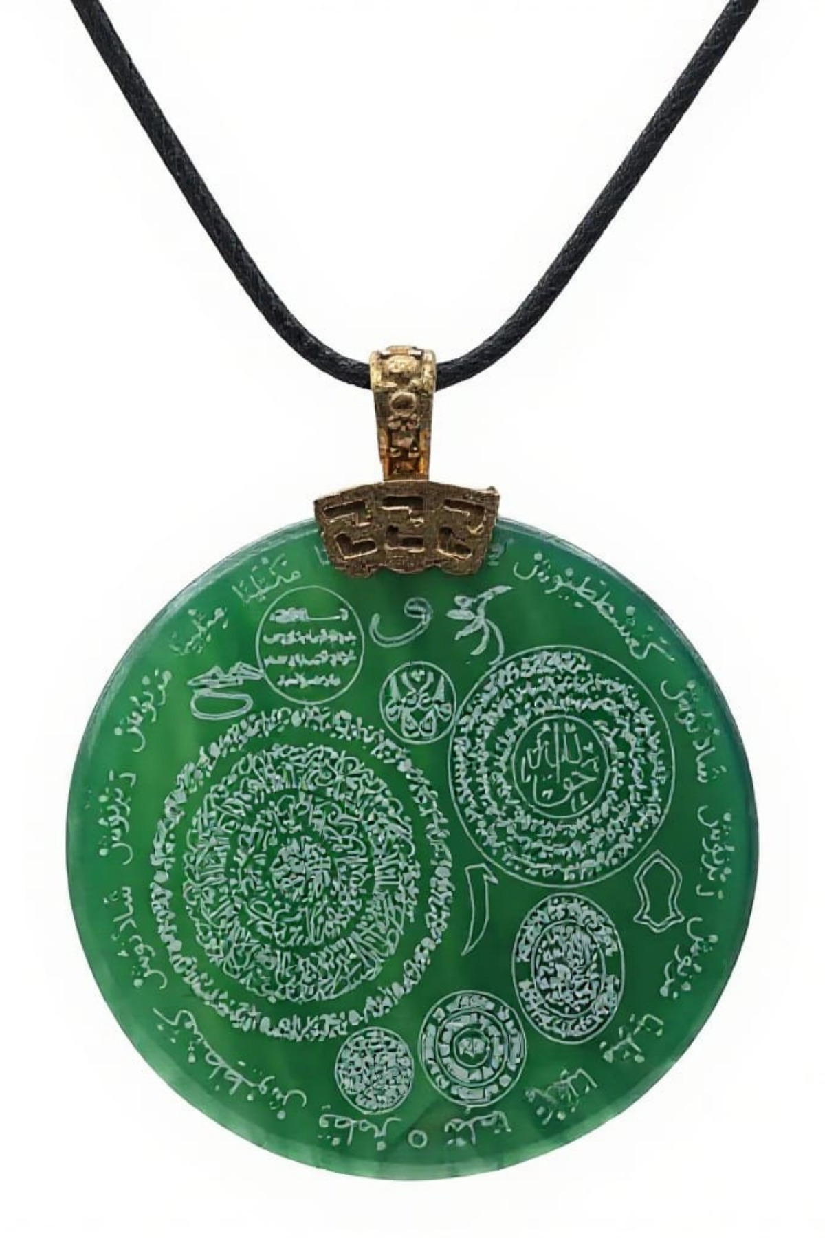 AYDESİA EL YAPIMI YEŞİL ÇİFT TARAF DUALI AKİK TAŞI KOLYE