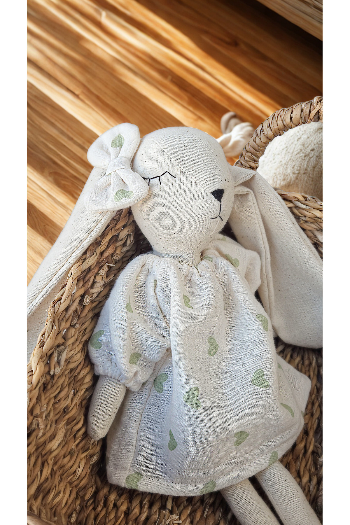 Atölye LİDYA %100 Pamuk Müslin Uyku Arkadaşı Uykucu Tavşan