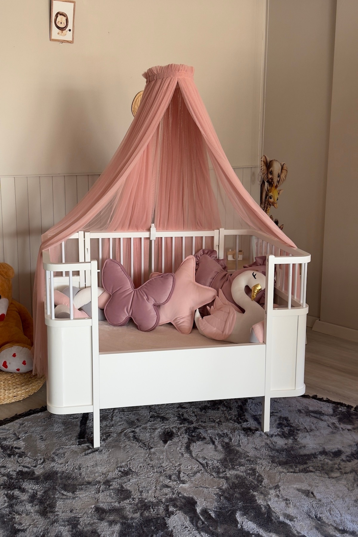 Pastelya Pudra Bebek Beşik Cibinliği Yumuşak Pürüzsüz Tül Sineklik Aparatlı Cibinlik fotoğrafı 2 (önizleme)