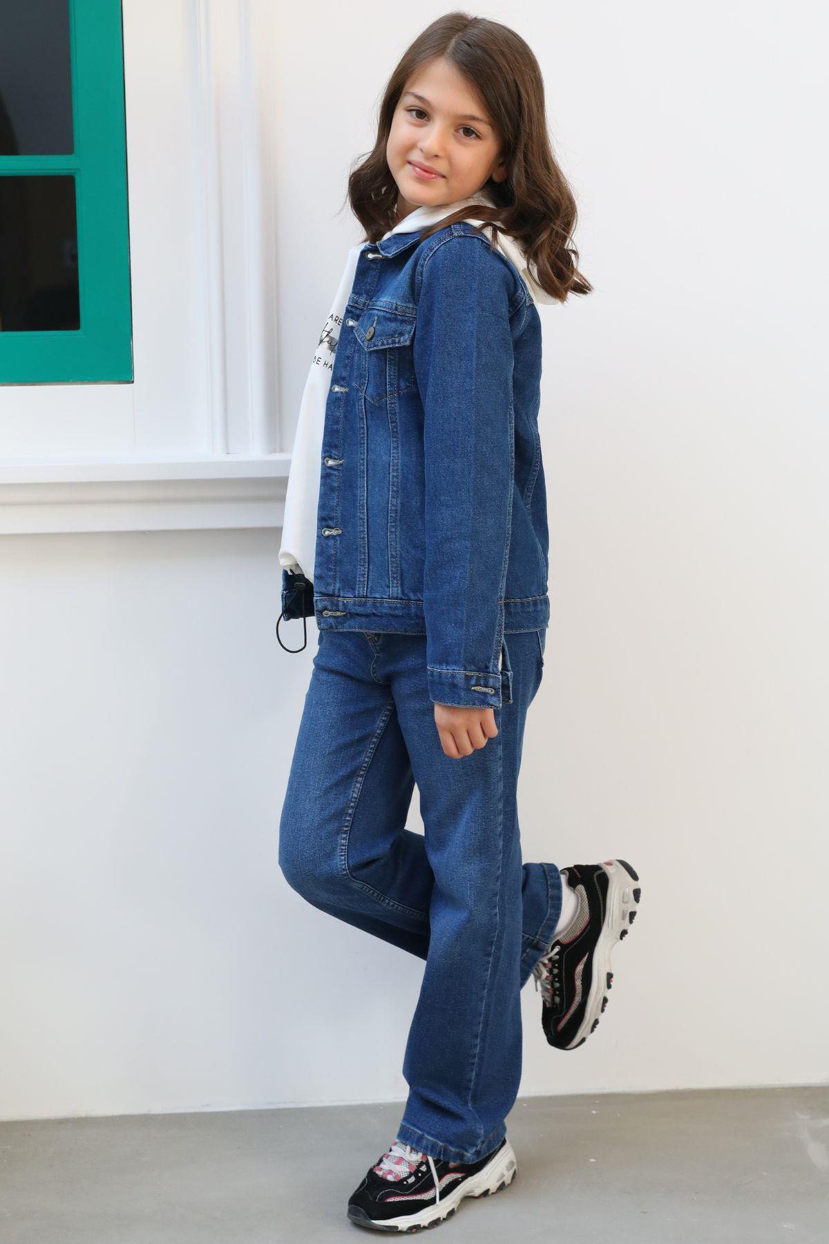 Mutlu Kids  Unisex Çocuk Kot Ceket - Görsel 5