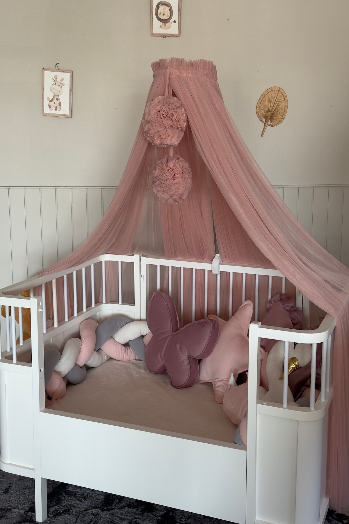 Pastelya Pudra Bebek Beşik Cibinliği Yumuşak Pürüzsüz Tül Sineklik Aparatlı Cibinlik fotoğrafı 6 (önizleme)