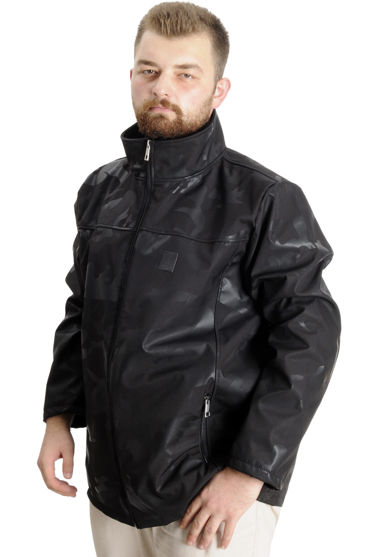 ModeXL Mode XL Büyük Beden Erkek Waterproof Softshell 23232 Siyah görsel 2