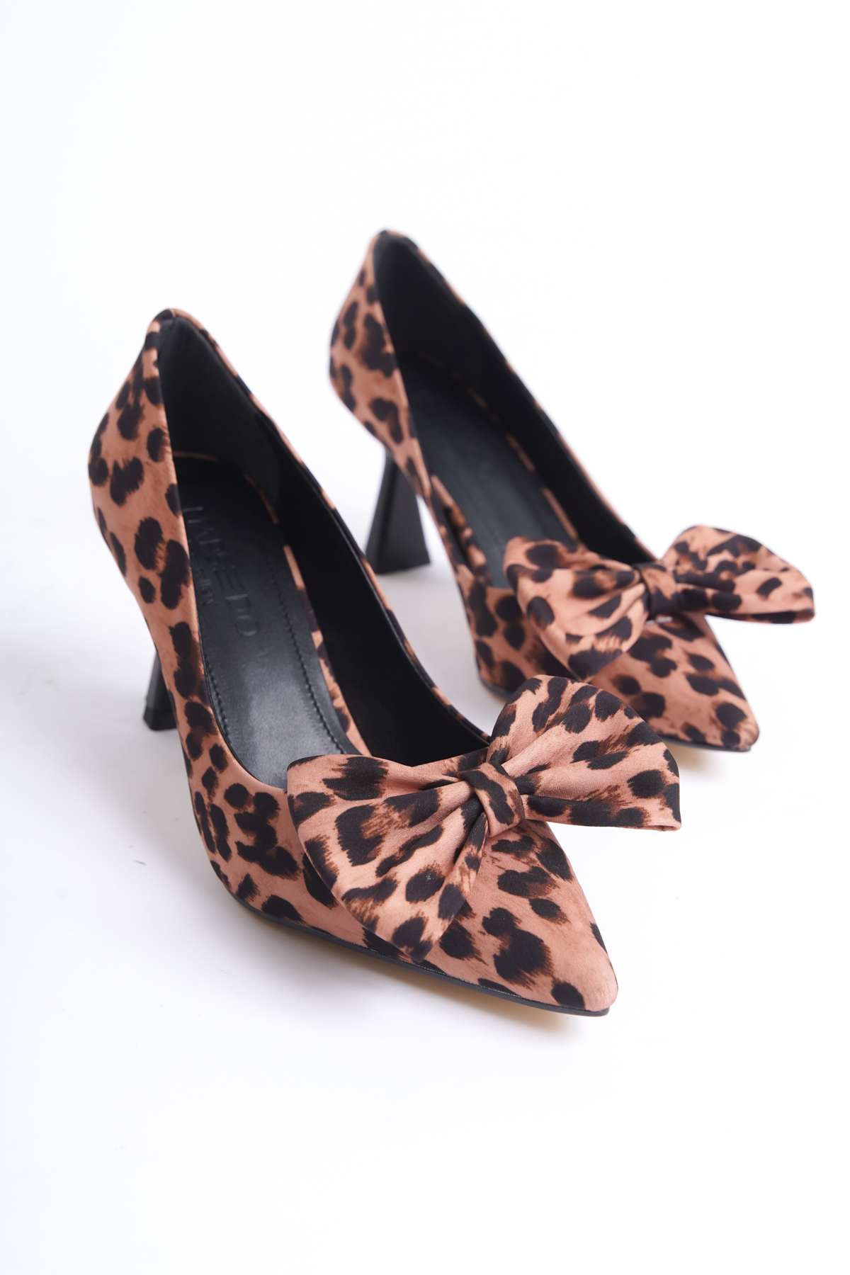 Women's Pointed Toe Bow Detailed Stiletto Heels Luiza Leopard