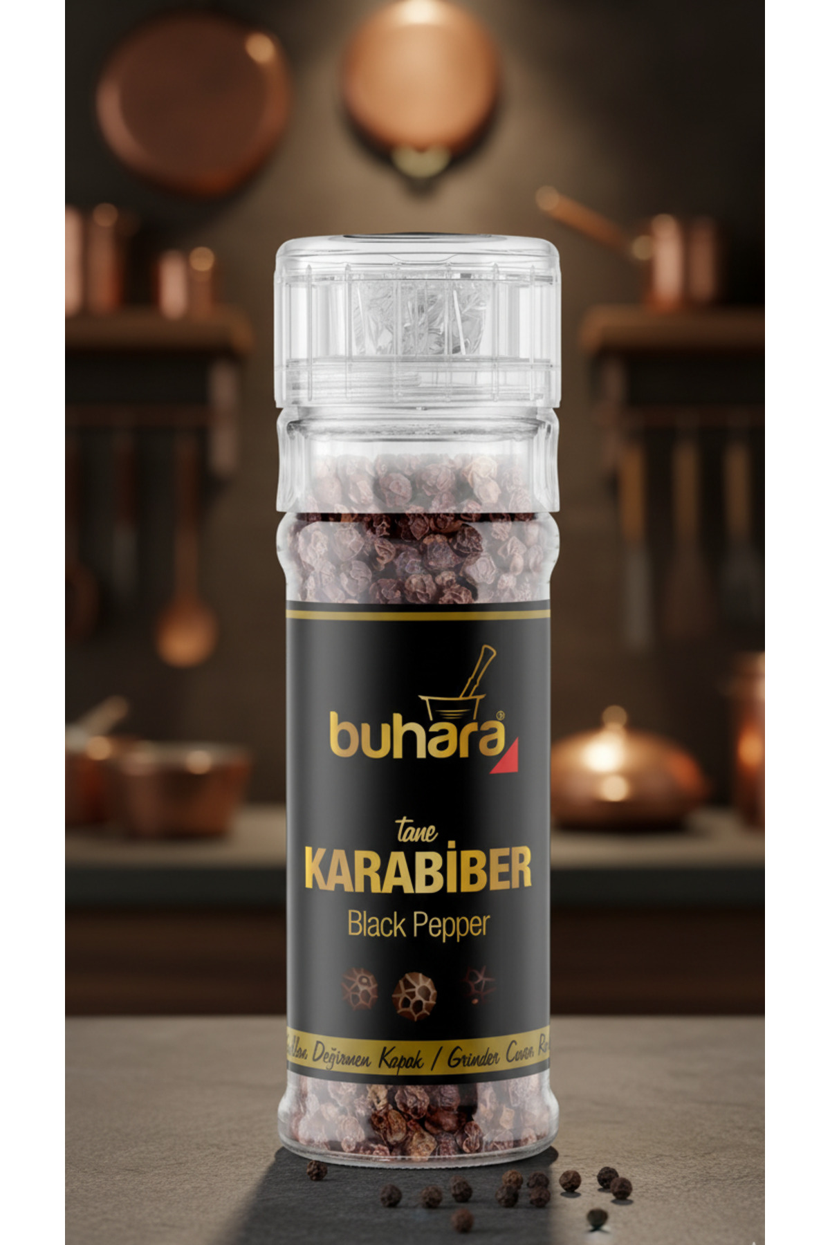 Buhara Karabiber Tane 50 Gr Cam Değirmen