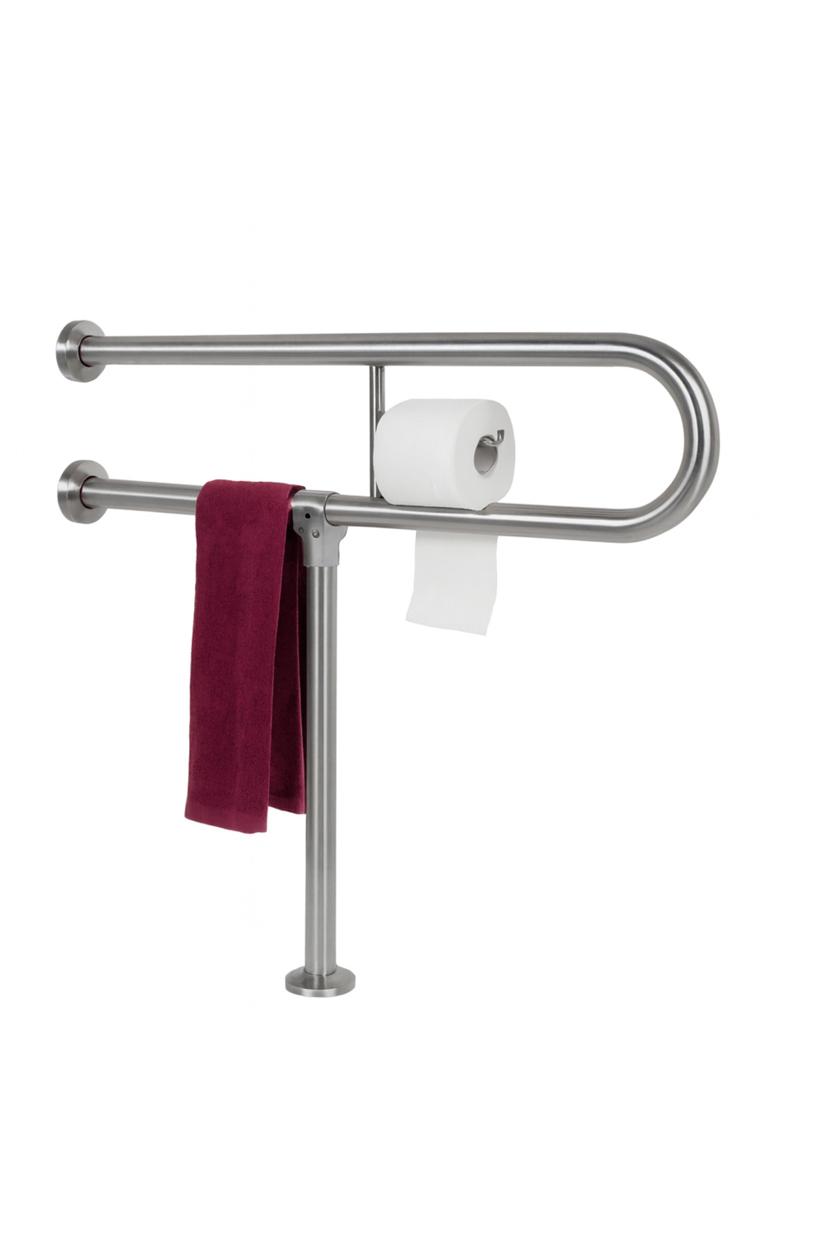 NEW HANDICAPPED GRAB BAR TOILET PAPER BATHROOM WC STAINLESS MATTE SATIN SURFACE FIXED ADJUSTABLE
