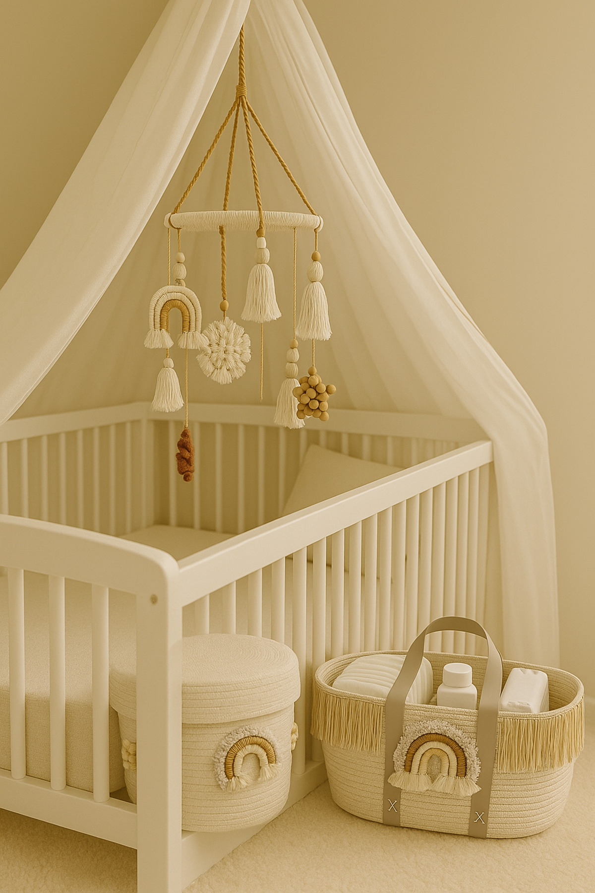 Little Sunshine Design Oyuncak sepeti , bebek hediyelik , dönence , bebek organizer 3lü set