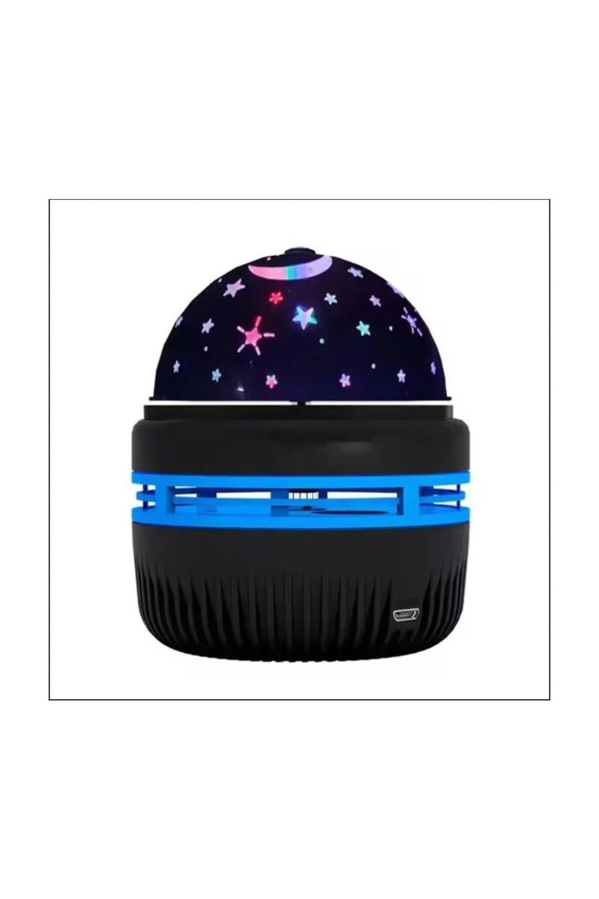 Genel Markalar Projektörlü Yansıtmalı Çocuk Bebek Odası Gece Lambası siyah kasa mavi halkalı mini fotoğrafı 4 (önizleme)