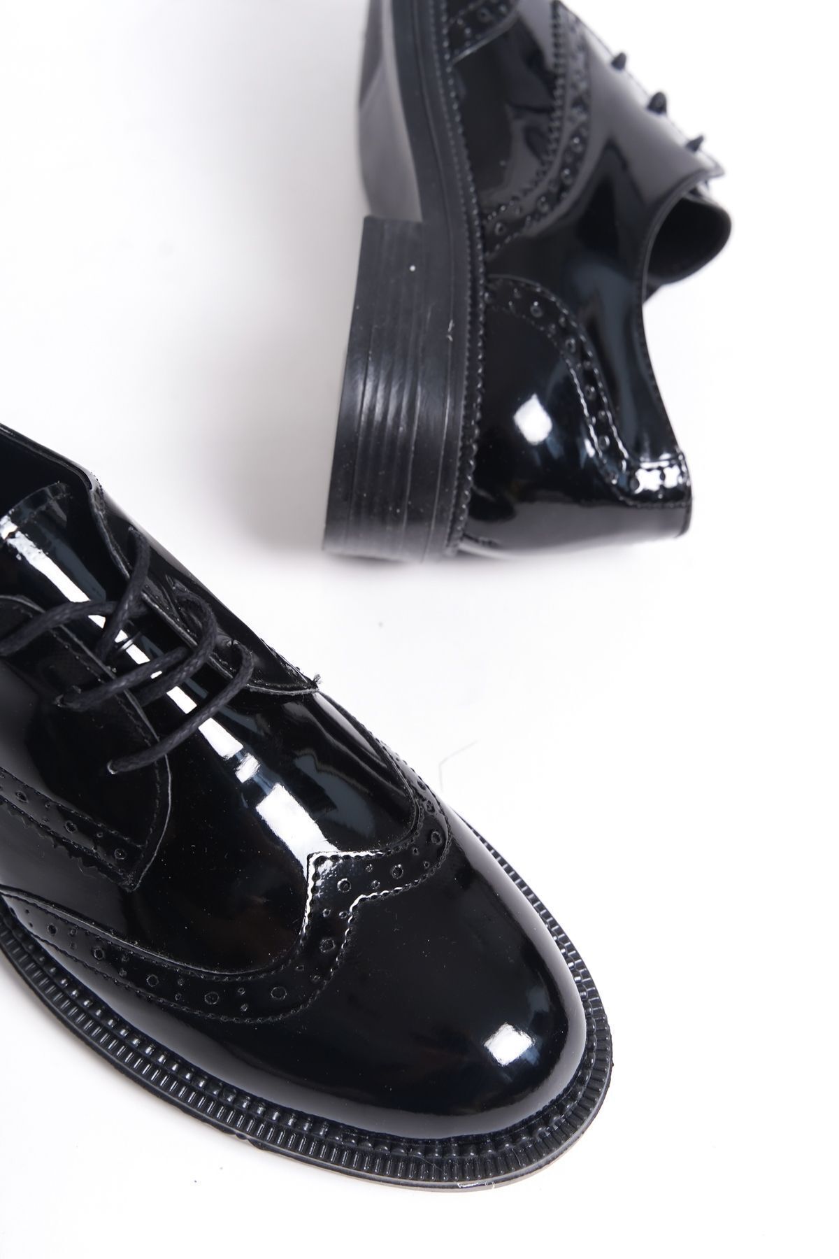 öz se shoes VULKAN Kadın Günlük Ayakkabı - Oxford Siyah Rugan görsel 3