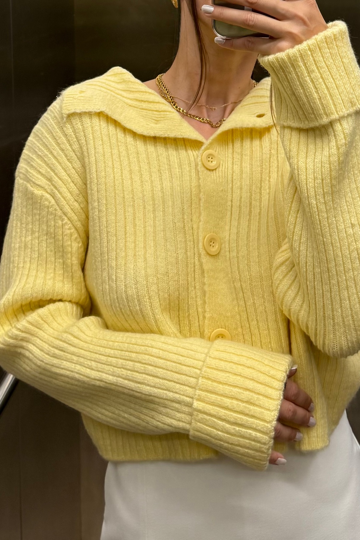 Noi Belis Basic Crop Yumuşak Dokulu Dik Yaka Triko Hırka AW25HI0004 görsel 4