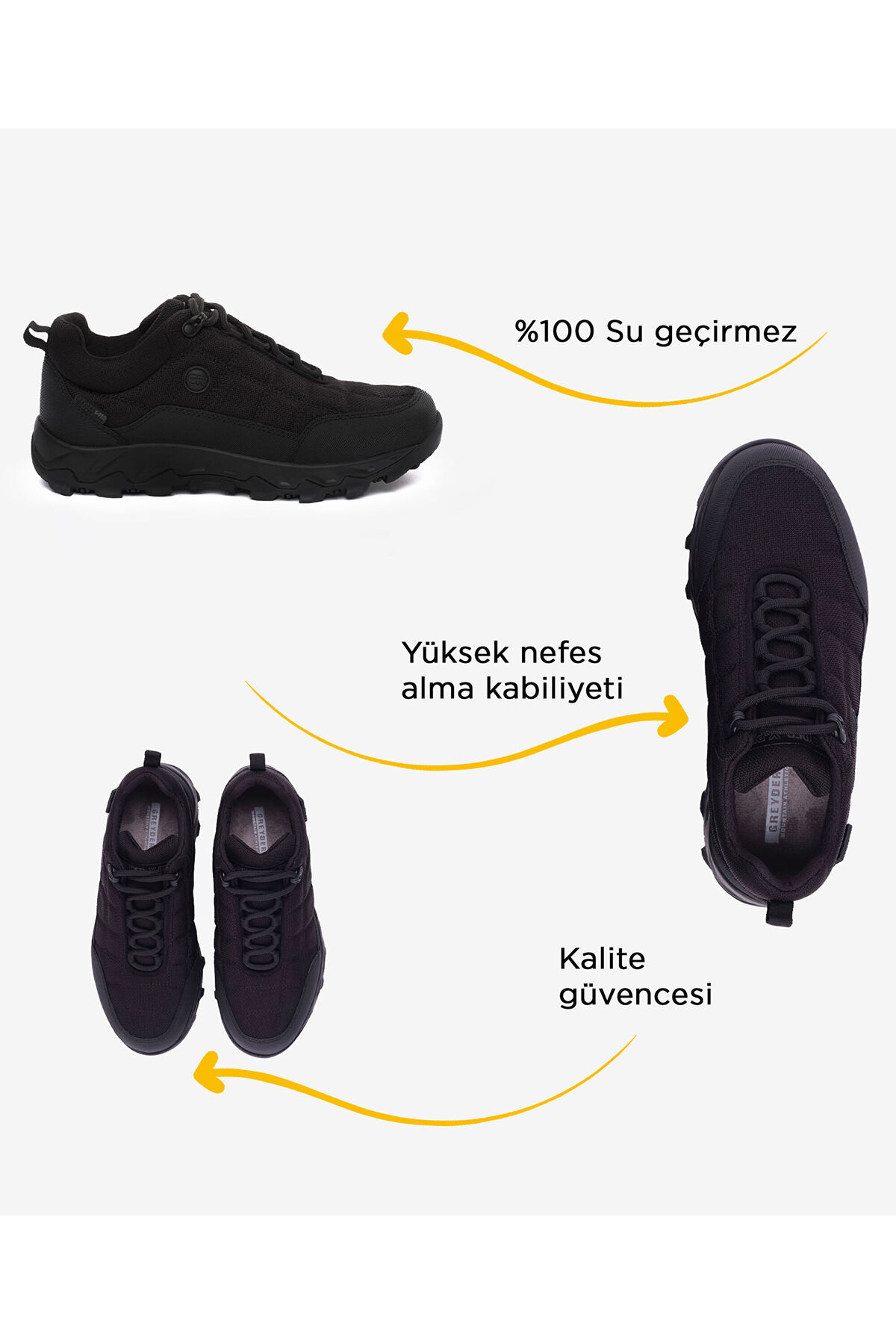 Greyder  Kadın Siyah Su Geçirmez Outdoor Ayakkabı 5K2GA00171 - Görsel 2