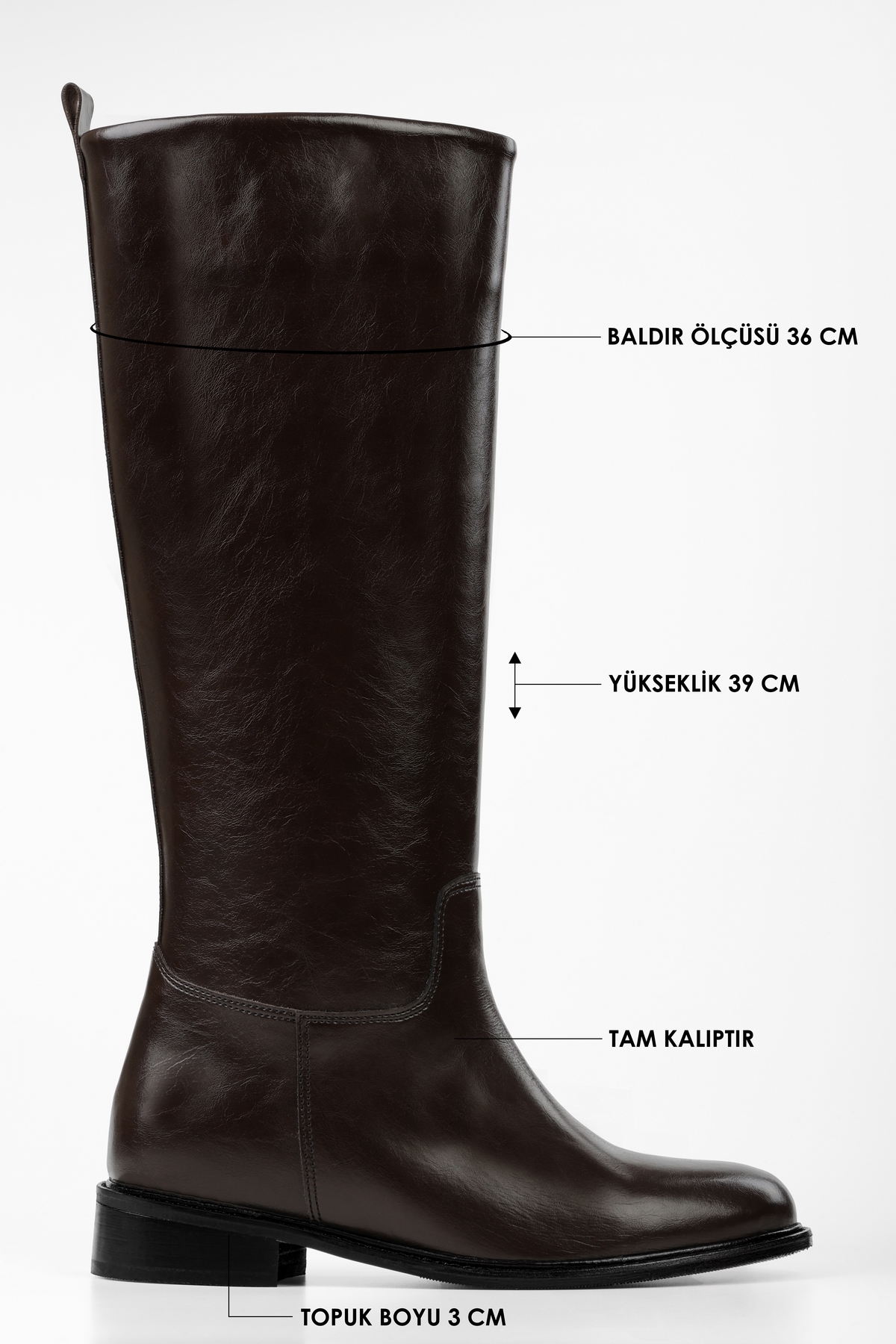 Shoeberry Kadın Lace Kahve Cilt Binici Çizme görsel 5