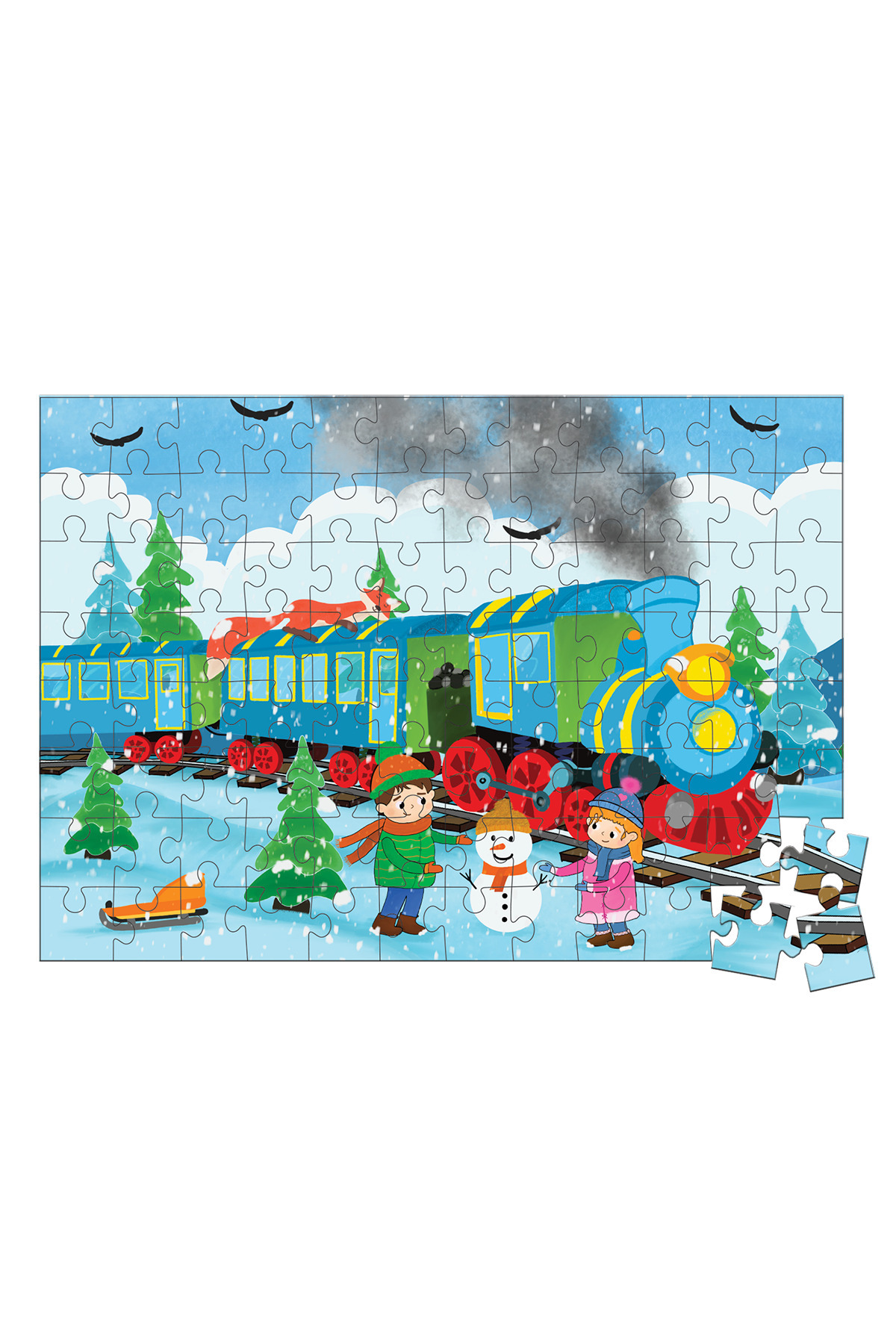 Bonkido 80-96-96 Parça Puzzle 3'lü Set Orkestra - Çufçuf Tren - Inşaat fotoğrafı 4 (önizleme)