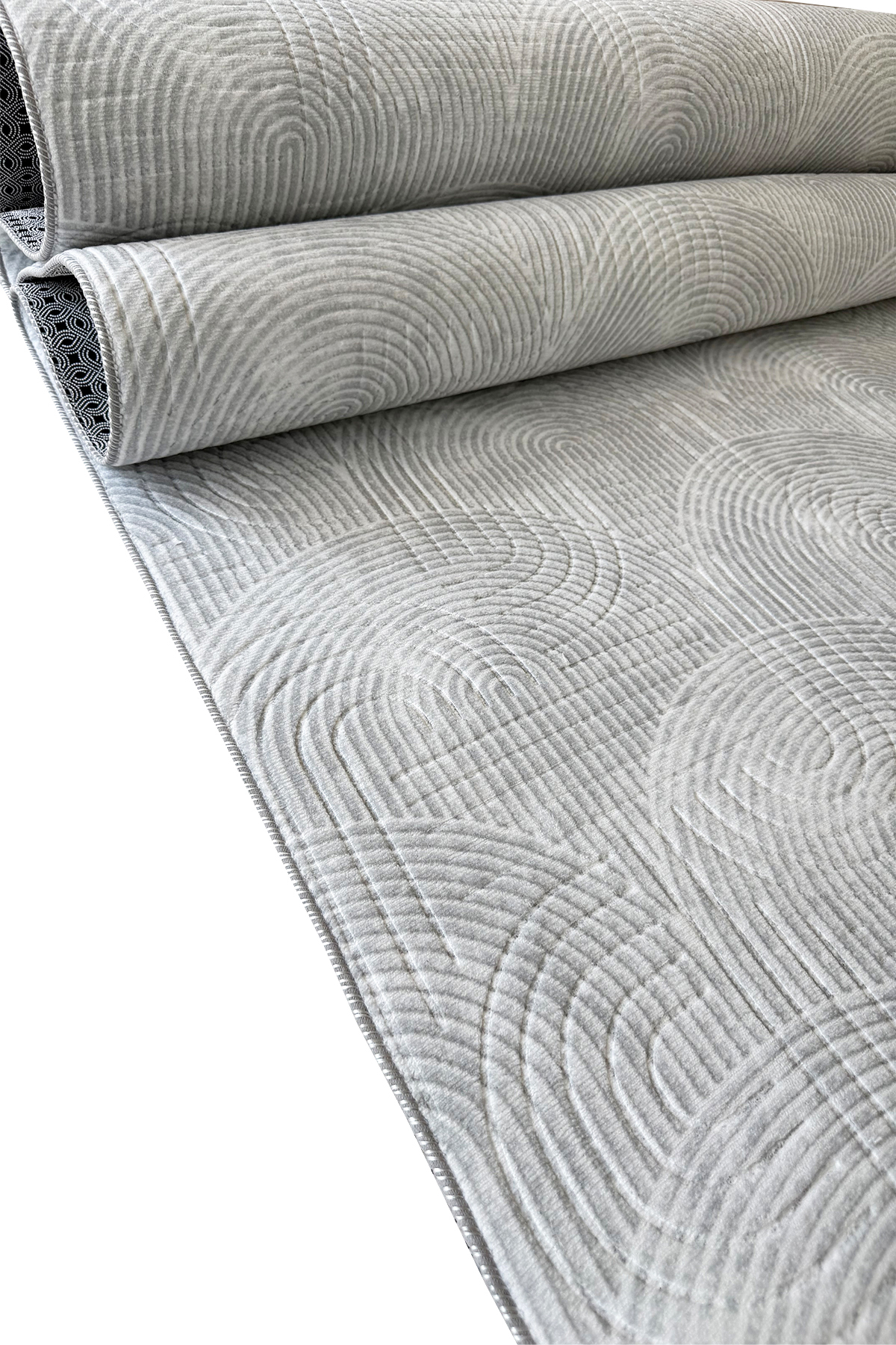 Washable Stainproof Anti-Slip Base Cutting Embossed Living Room Corridor Kitchen Rug Children's Room Gray