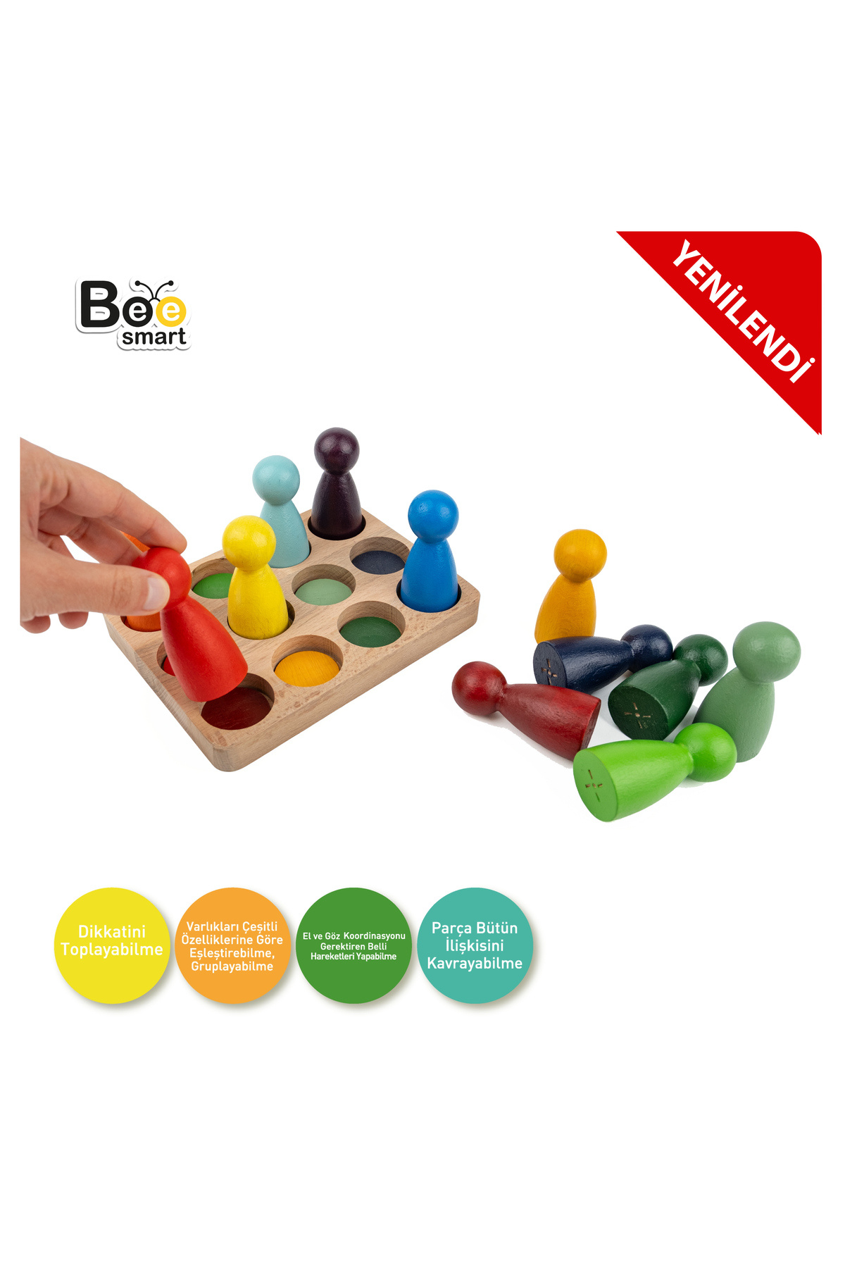 Bee Smart Peg Bebek 1 Yaşa Özel 12 Li Waldorf Gökkuşağı Insan Figürleri.