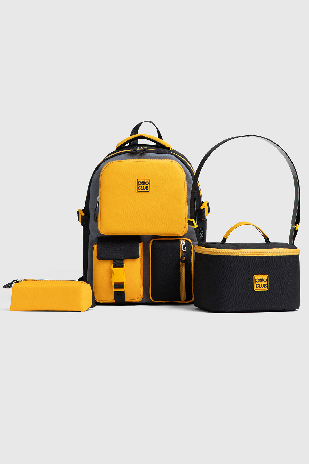 By Hakan Hkn 9013 3'lü Set Ilkokul Sırt Çantası Okul Çantası Çok Bölmeli Ortopedik Sırt Hardal