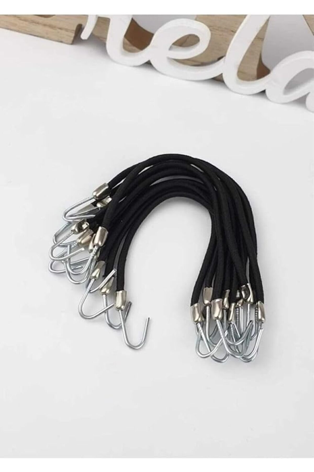 SoyluhanStore Süs Dünyası Kançalı Ucu Metal Çengelli Lastik Toka 10 Adet Siyah