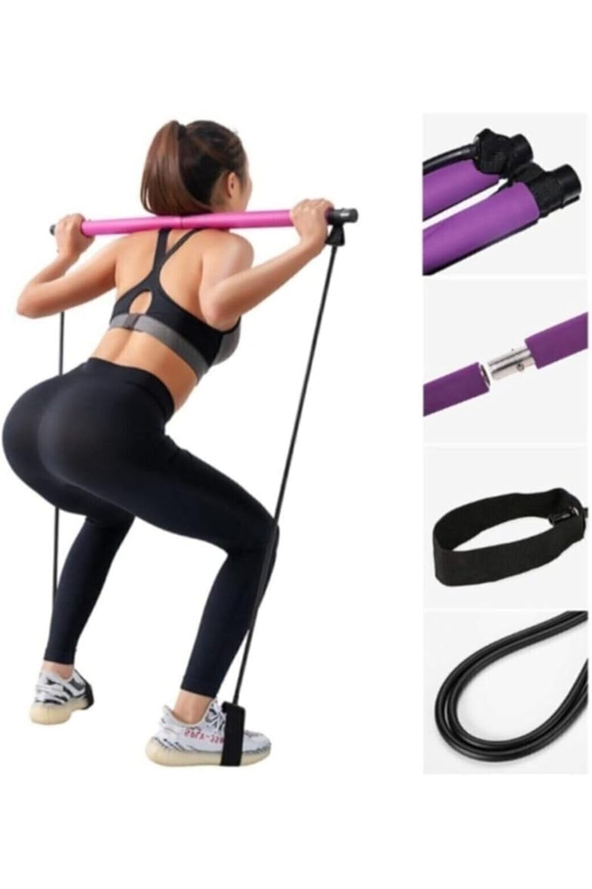 yenibagshop pilates studio egzersiz çubuğu squat pilates bari fitness squat aleti çok amaçlı Mor