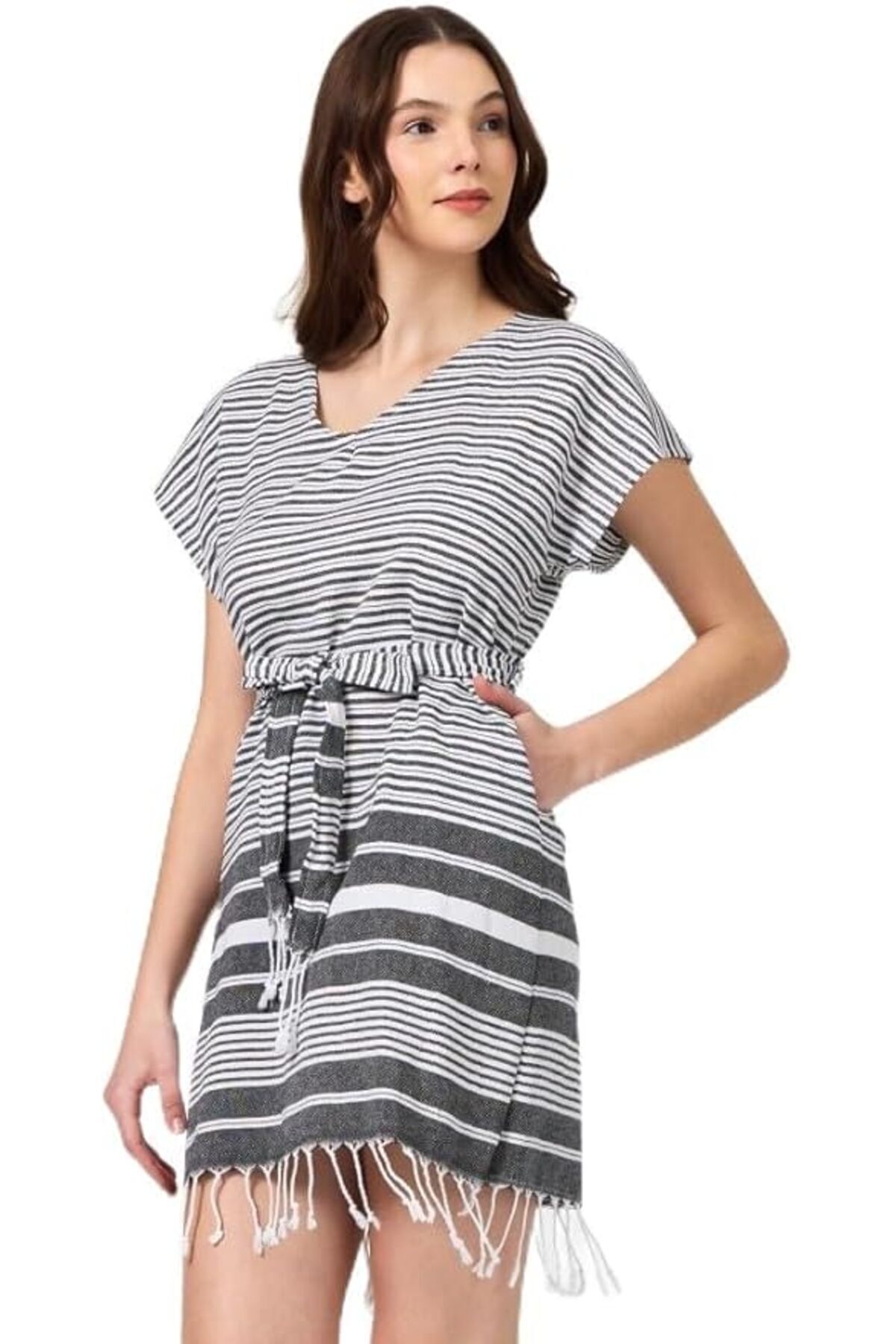 Genel Markalar Plaj elbisesi Tunik pareo%100 Pamuk Gri L/XL