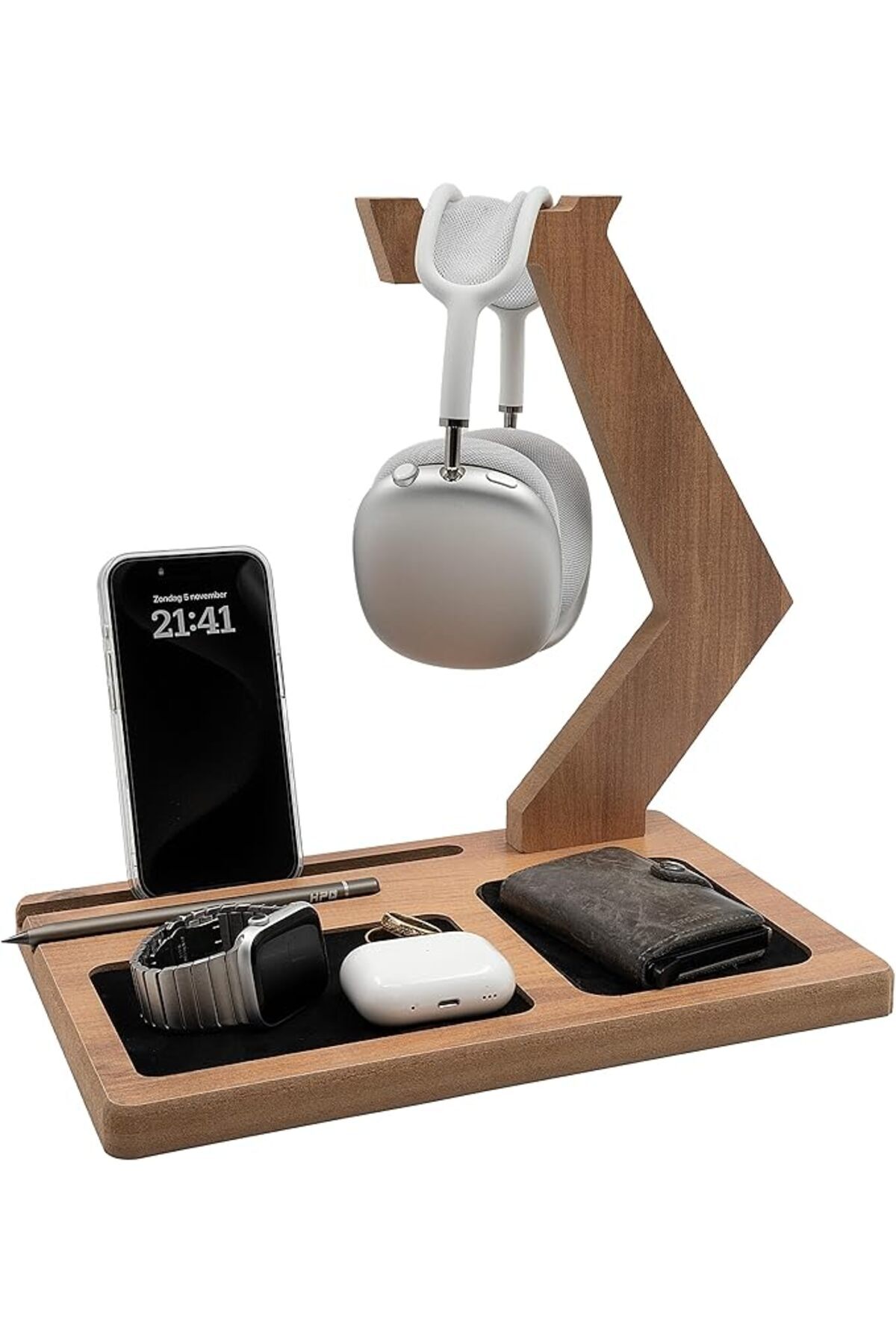 SoyluhanStore Kulaklık Tutucu Organizer, Oyuncu Kulaklık Standı, Ahşap Kulaklık Askısı