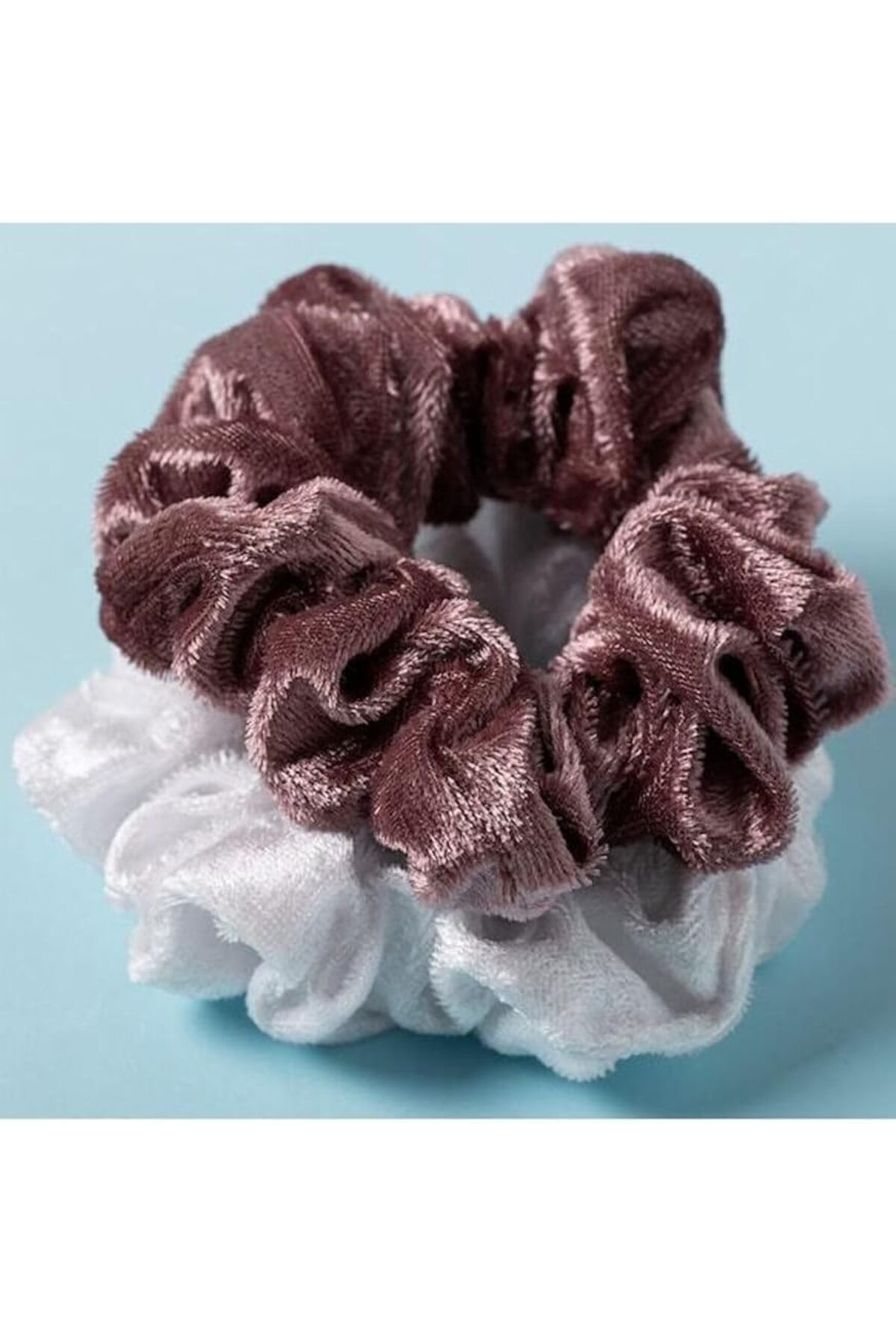 SoyluhanStore 2 Li Mürdüm Beyaz Kadife Saç Lastik Simit Toka