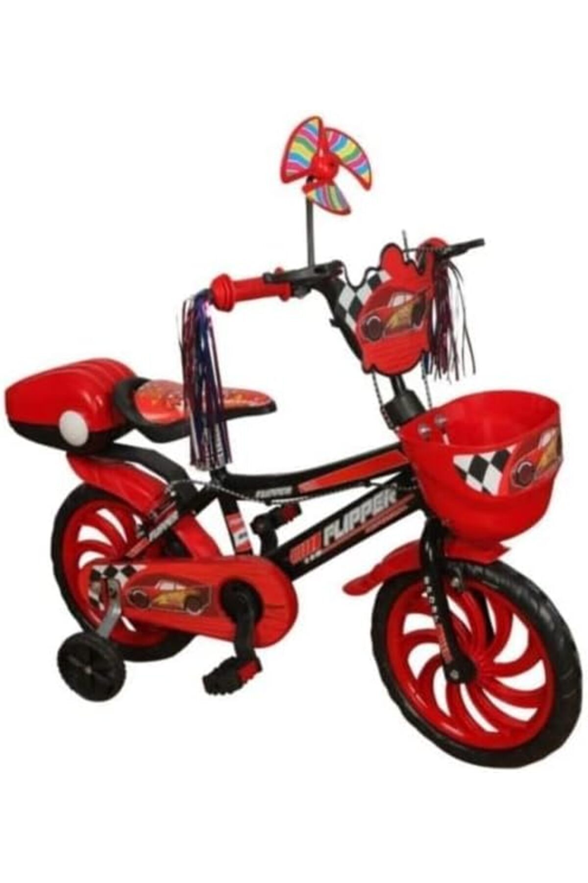 yenibagshop Jant Flıpper Dolgu Teker Çocuk Bisikleti 5 ve 7 Yaş Çocuk Bisiklet Kırmızı