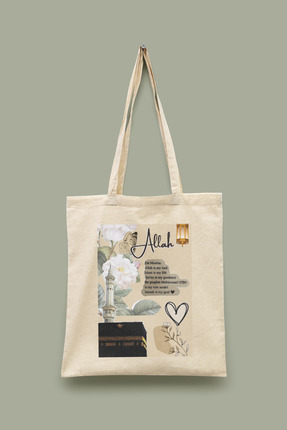 Bi Dünya Haber Kolaj Serisi 8 - Hedefimiz Cennet İslami Kolaj Serisi Tote Bag...