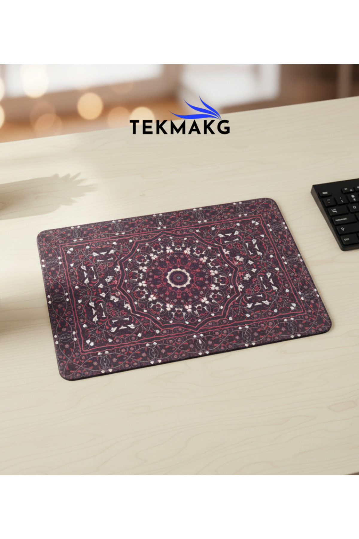 Halı Desenli Mousepad 25x30 cm Etnik Vintage Kaymaz Taban 3mm Ofis Desk Mat