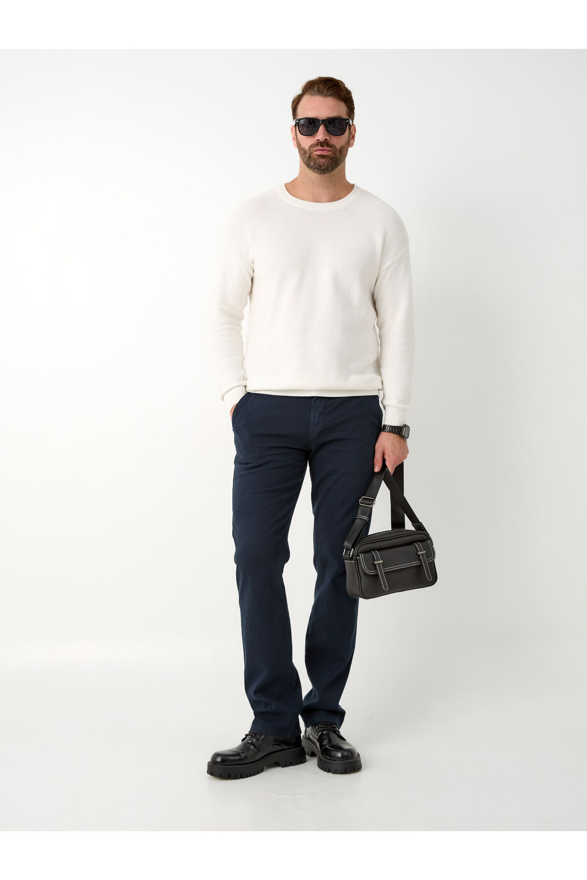 Beli Lastikli Pamuklu Chino Pantolon