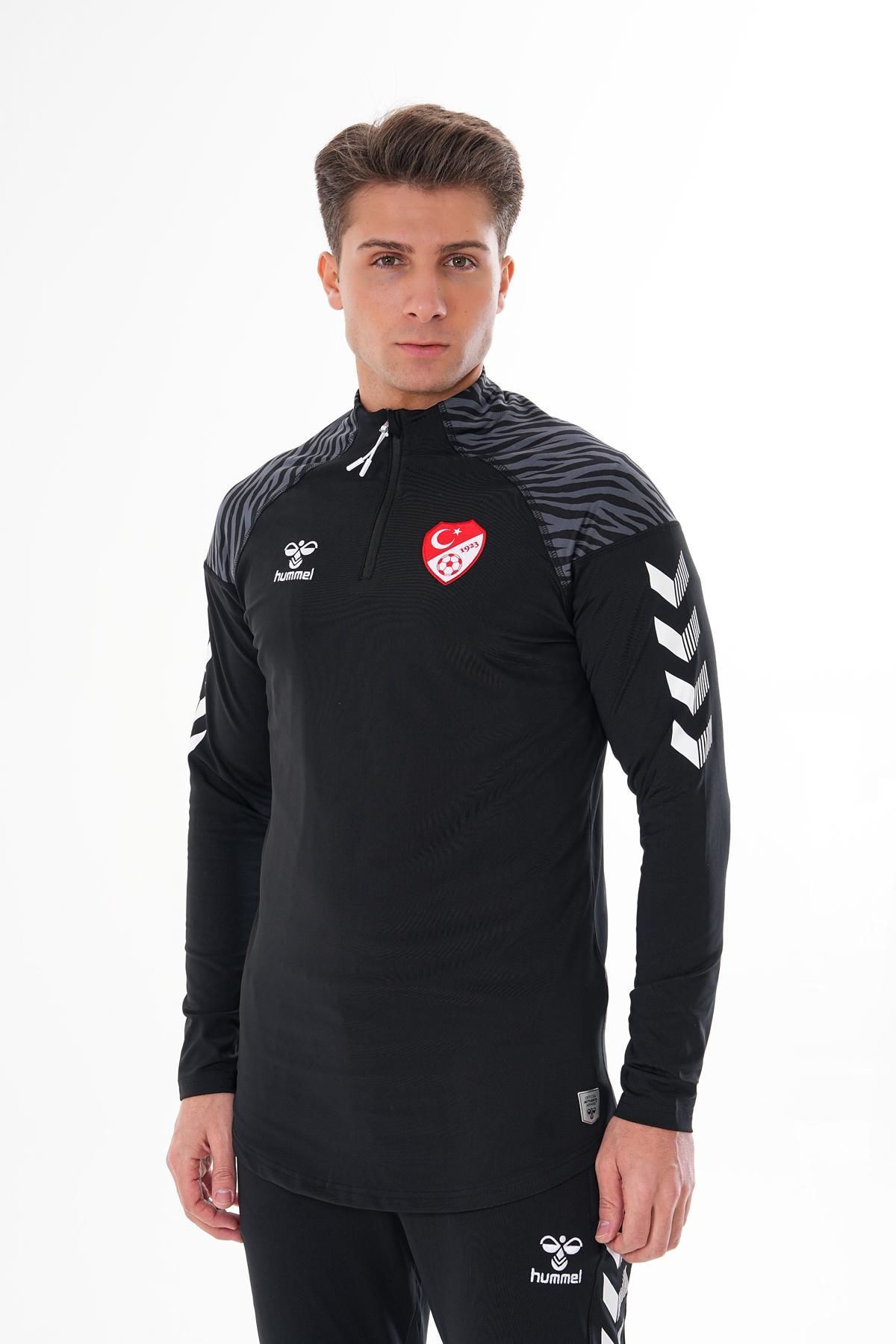 تاپ ورزشی تمرینی داوری Sweat TFF مشکی هامل ست لباس و شلوار ورزشی hummel