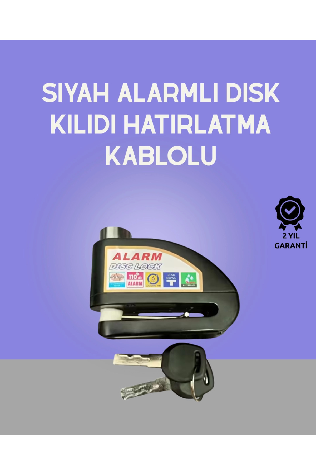 Kuzgun Ticaret BFS Yüksek Sesli 110dB Çelik Disk Kilidi Su Geçirmez