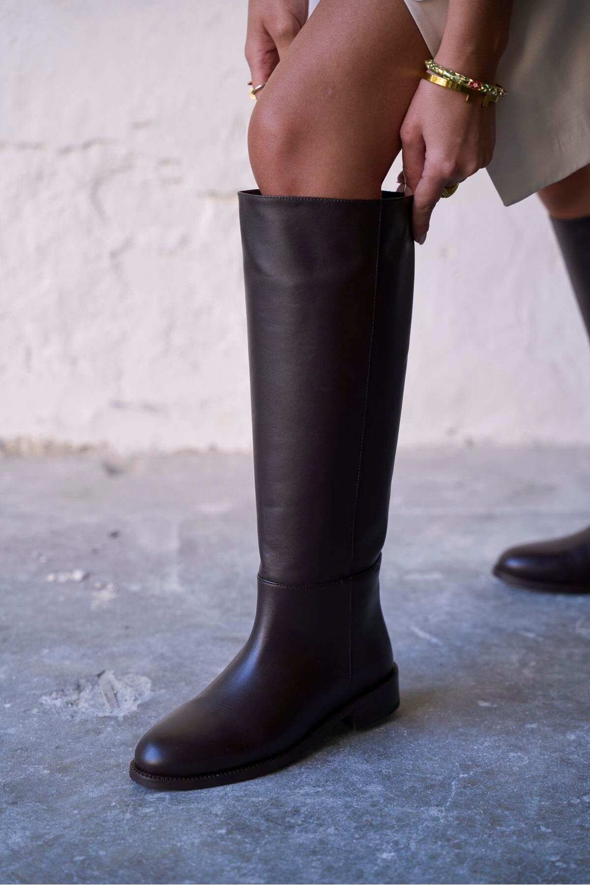 PELİN'İN AYAKKABILARI  EFECT KAHVE DERİ ÇİZME - Görsel 6