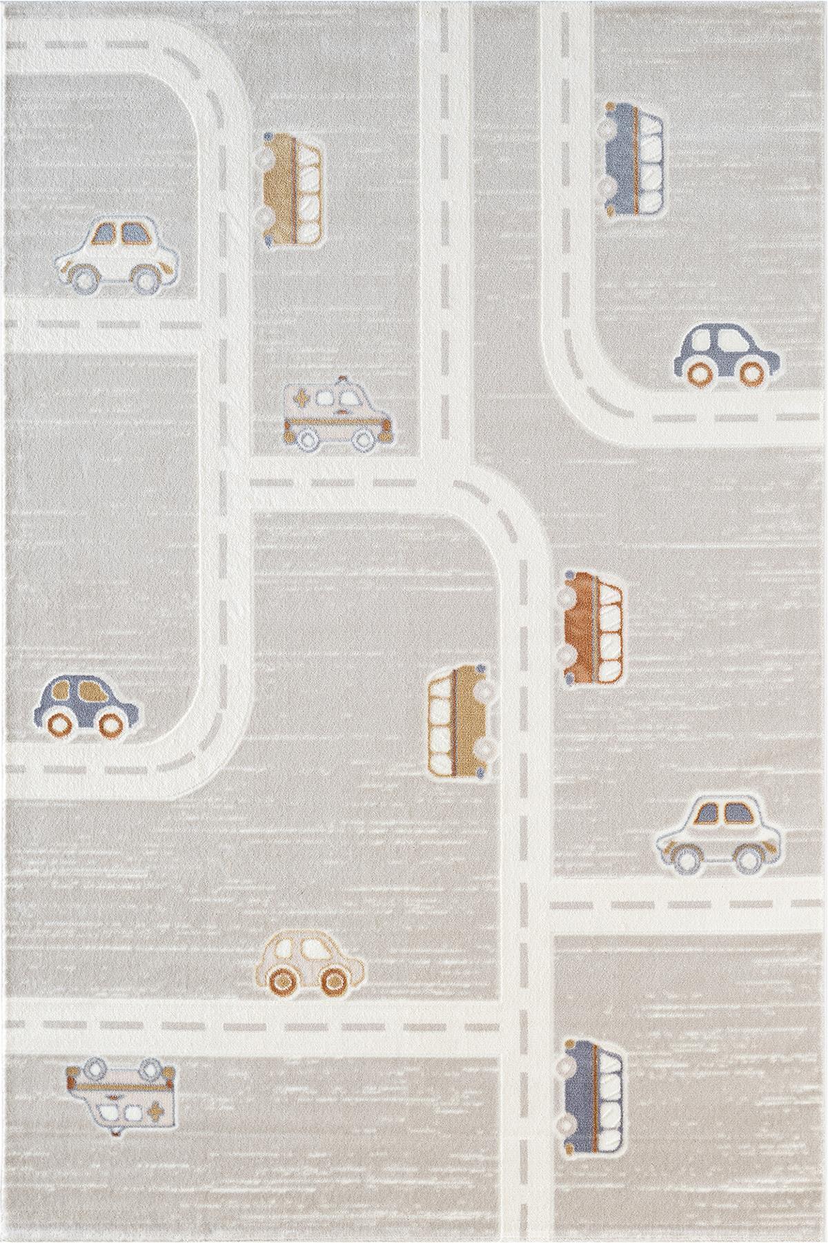 Cotto Home Cotto Kids CK003G Gri Halı Araba Ve Yol Desenli Kaymaz Taban Yumuşak Yıkanabilir Çocuk Odası Halısı fotoğrafı 2 (önizleme)