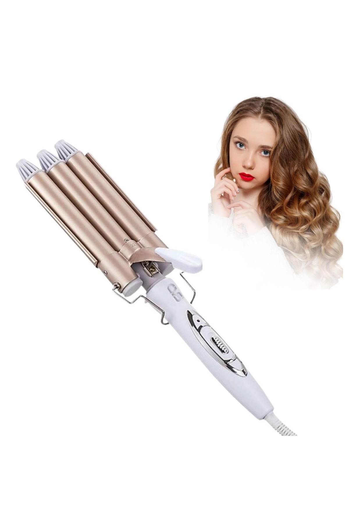 PAZAR DÜNYASI 3 Başlıklı Elektrikli Saç Dalgalandırma Maşası – Hızlı ve Kalıcı Plaj Dalgaları