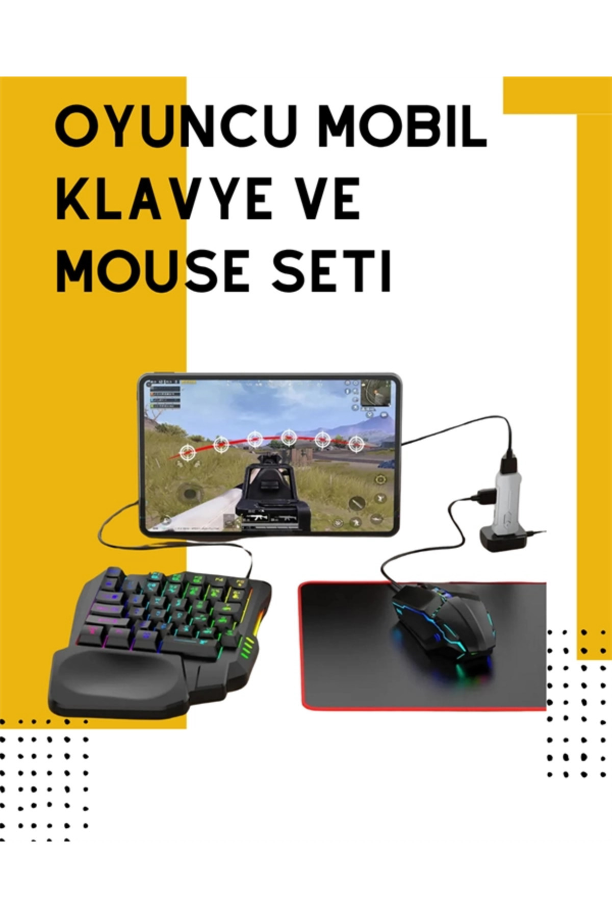 tetikteknoloji BFS Yüksek Performanslı Mobil Oyun Aksesuarı – 5 Parçalı Klavye Mouse Dönüştürücü Set